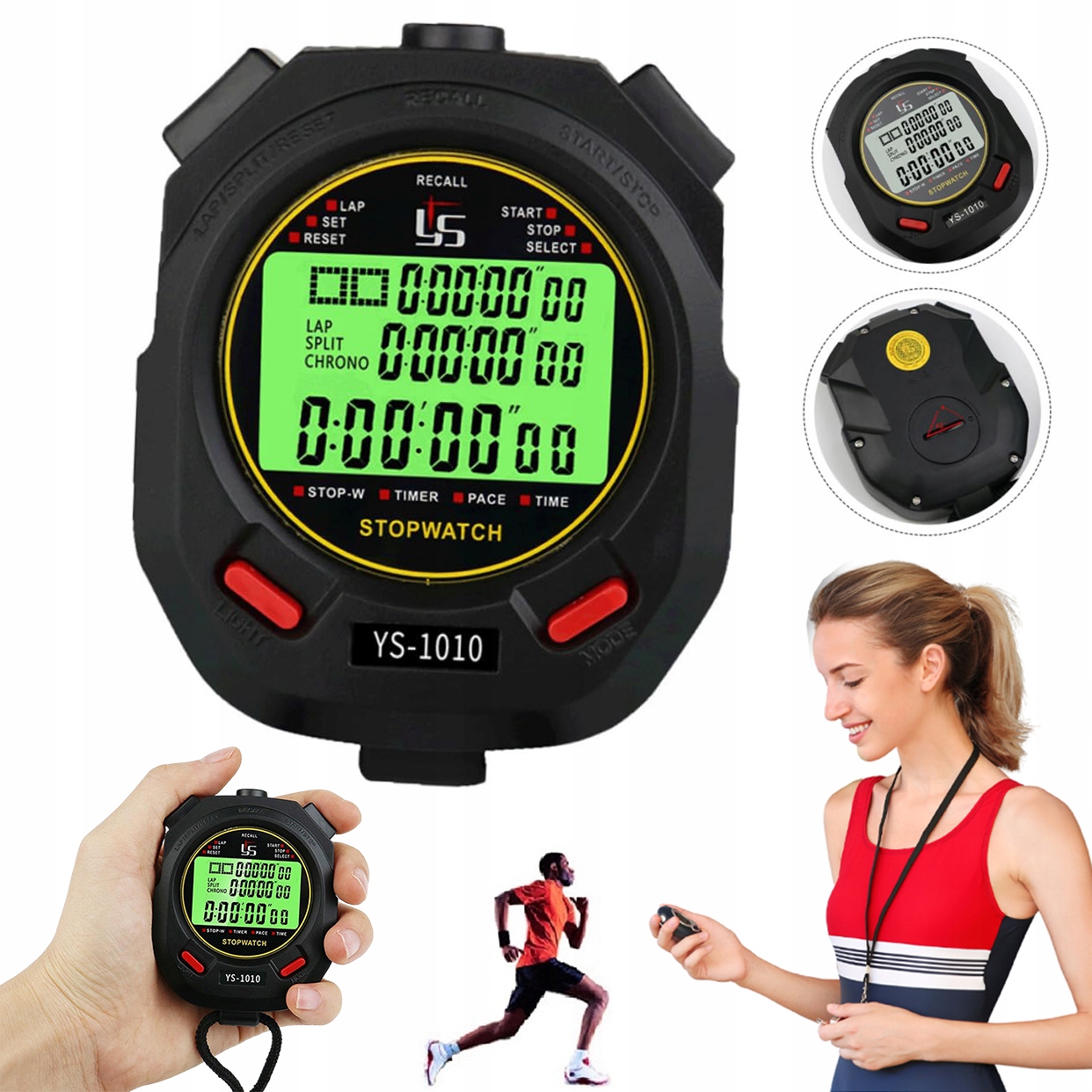 Stoper Cyfrowy Zegar Sportowy Elektroniczny Minutnik Treningowy Wodoodporny