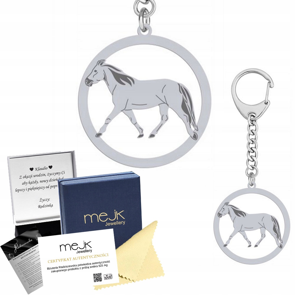 Stříbrný Přívěsek Na Klíče na klíče Kůň Huculský 925 Dárek Šperky Gravírování Bonus
