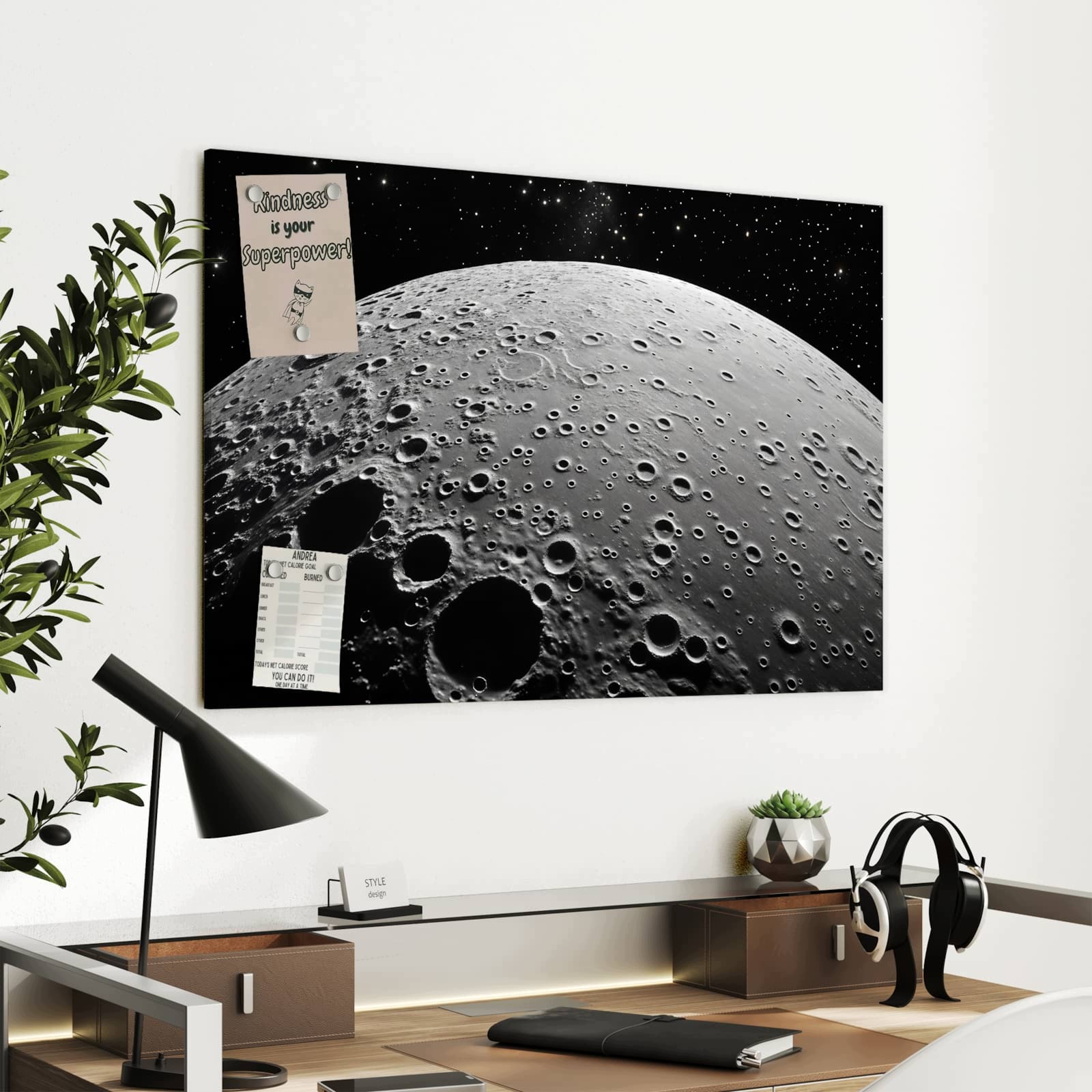 Magnetická tabule Povrch měsíce 90 × 60 cm