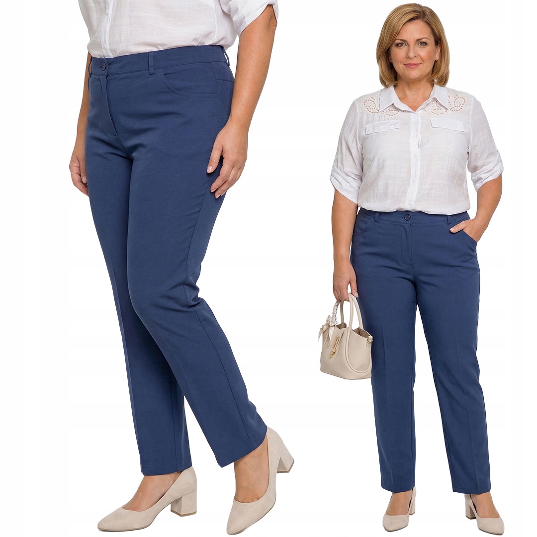 Elegantní tmavě modré kalhoty plus size velikost 50