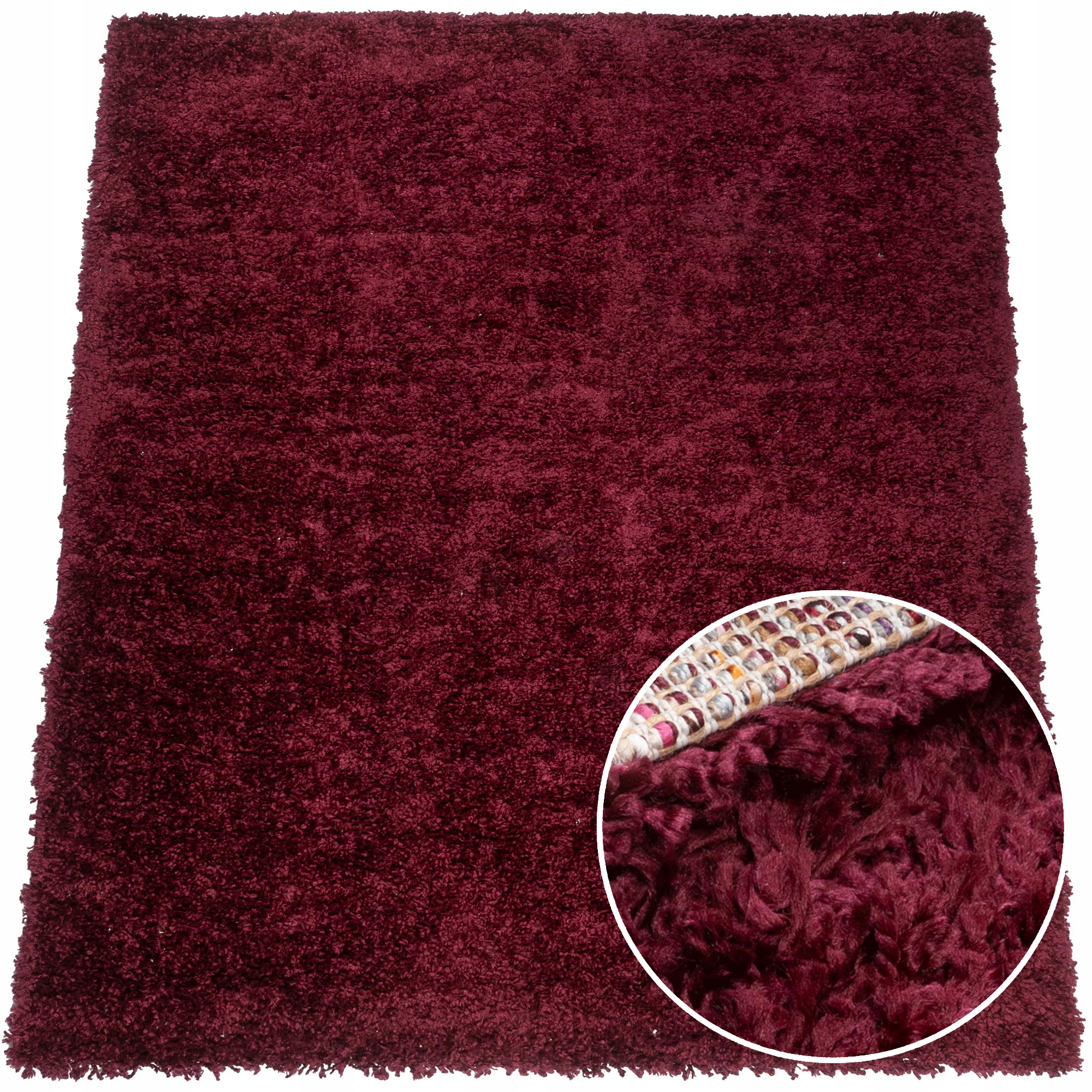 

Miękki Dywan Shaggy Wysoki 80x140 Bordowy