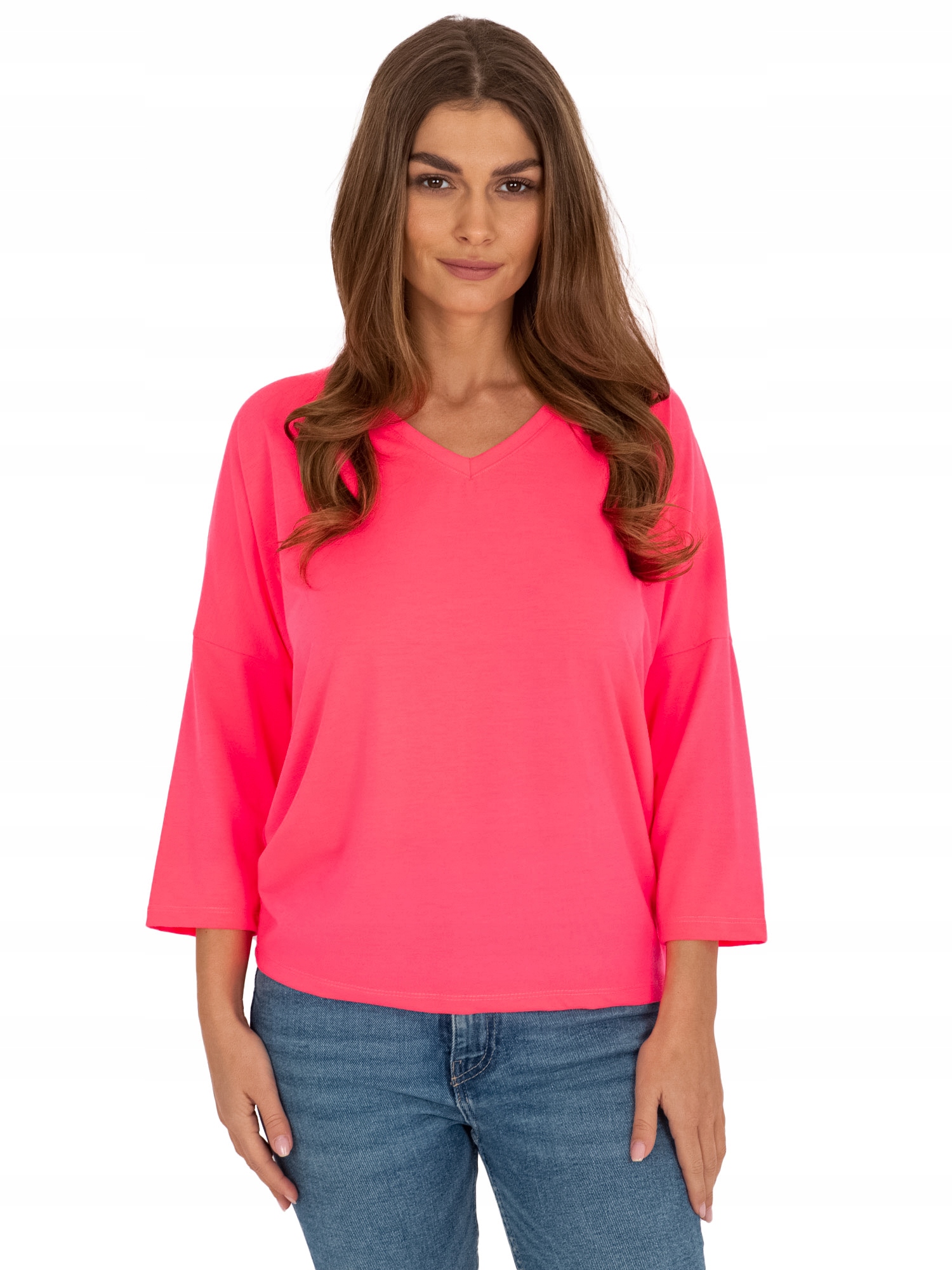 

Bluzka Oversize damska z dekoltem w serek