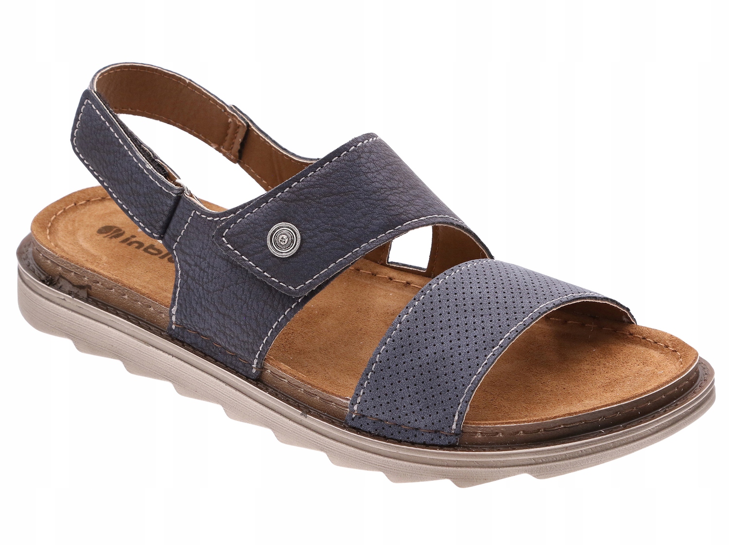 Pánské Sandály Inblu BU-13 Kůže Eco Pohodlné Suché Zipy Tmavě Modré 45