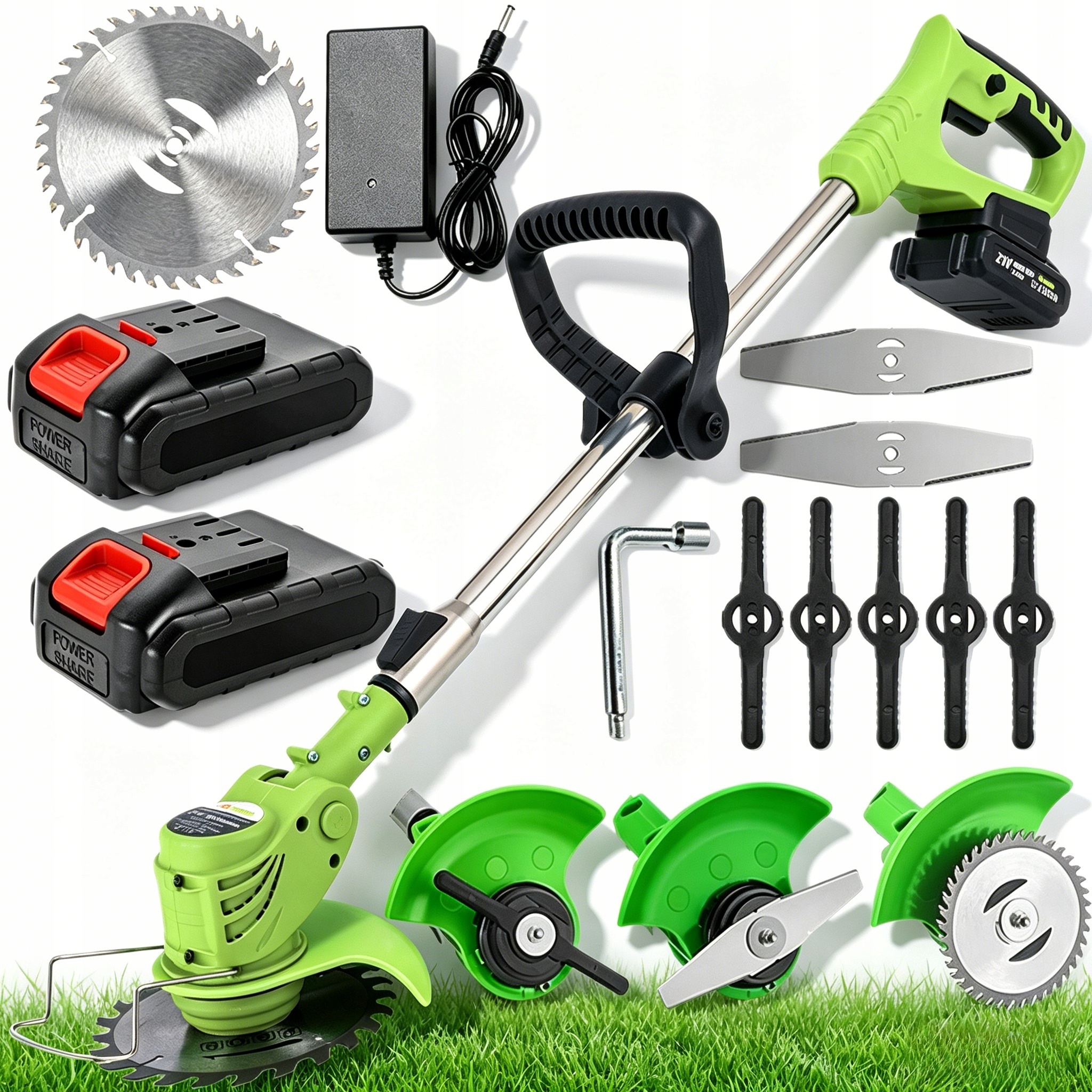 Akumulátorová Vyžínač Křovinořez Zahradní Sekačka Na Trávu Sada 2 Aku