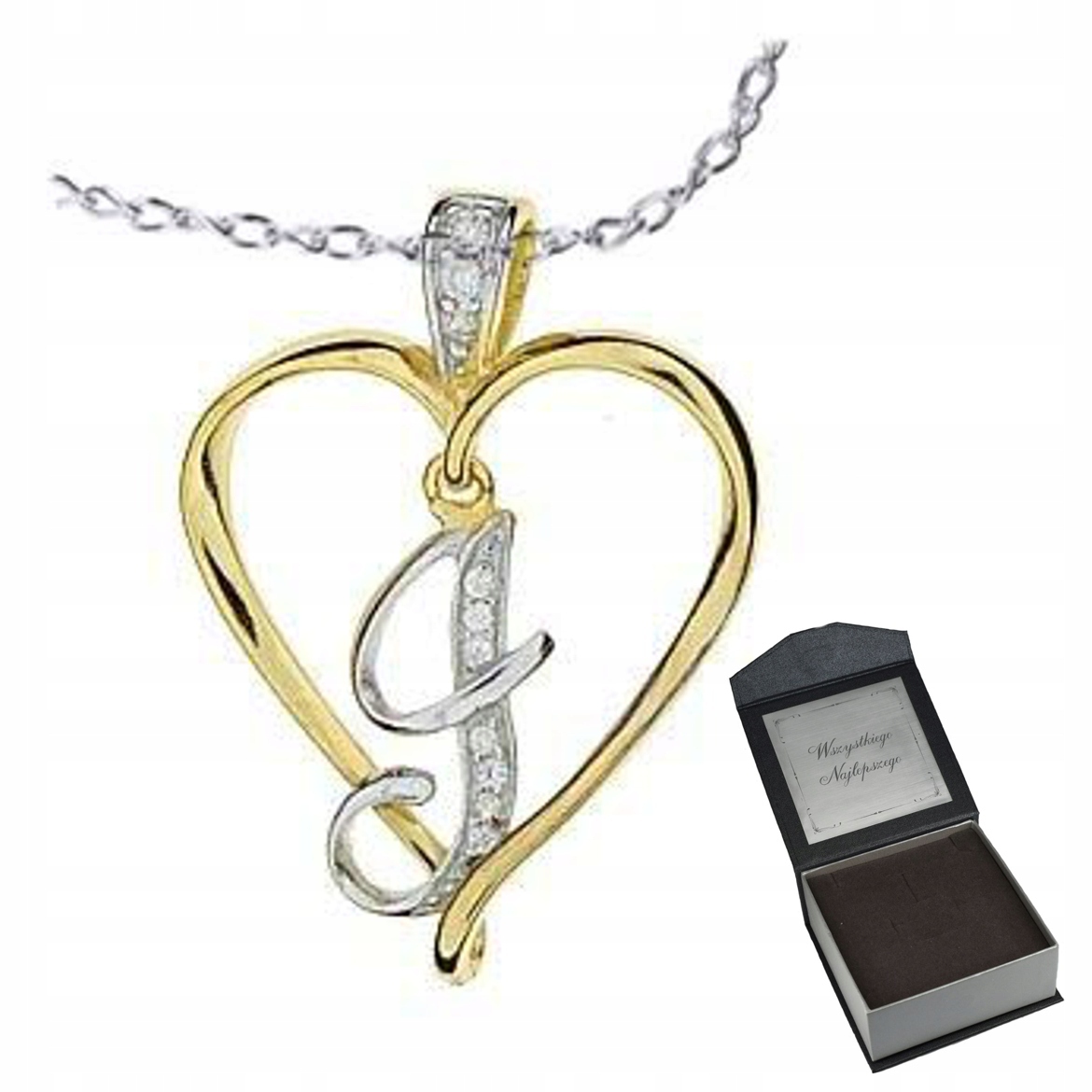 Náhrdelník Písmeno J Srdíčko Stříbro Krabička Gravírování