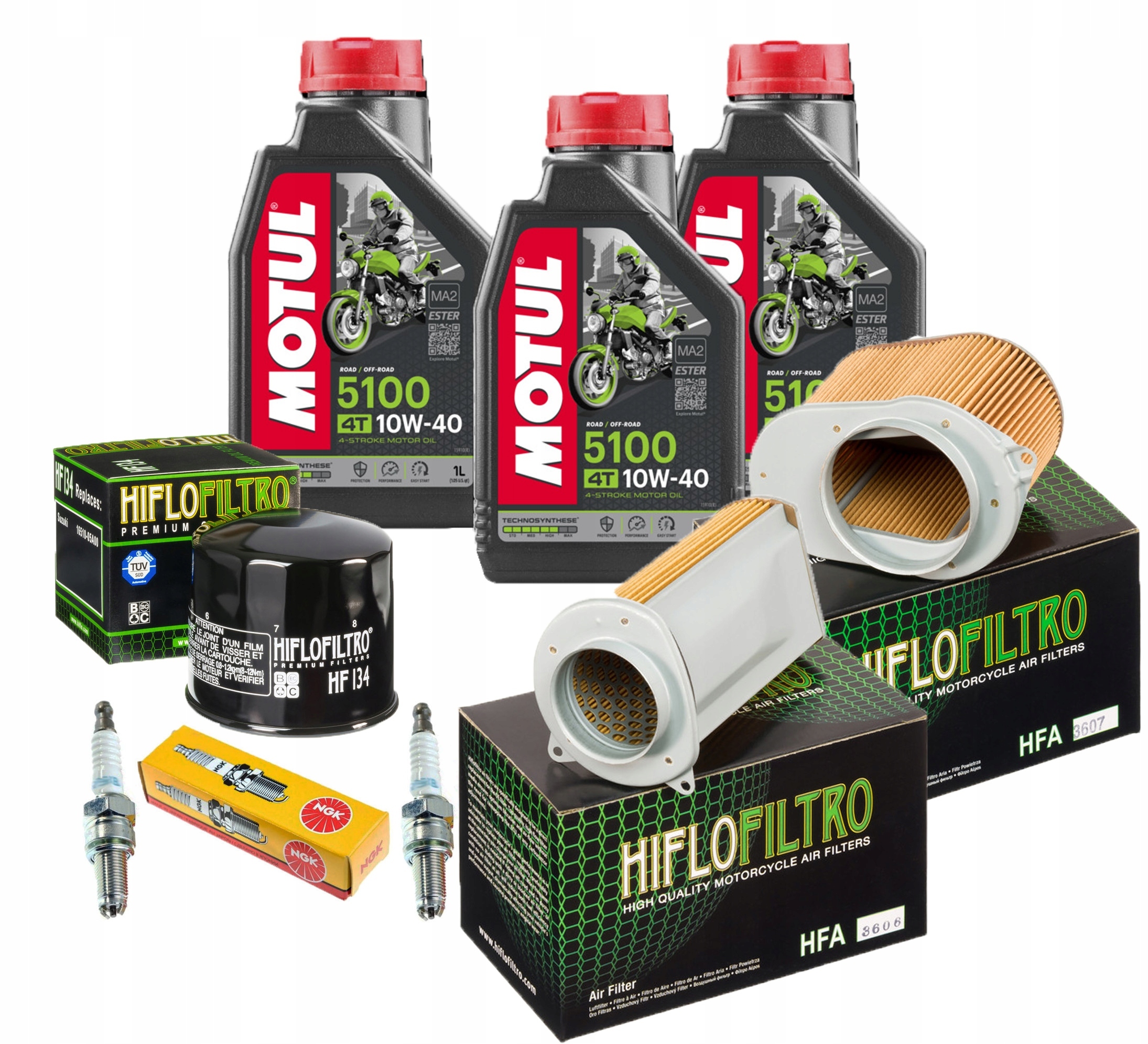Olej do SUZUKI VS 750 85-86r INTRUDER Motul 5100 10w40 Filtry Świece NGK