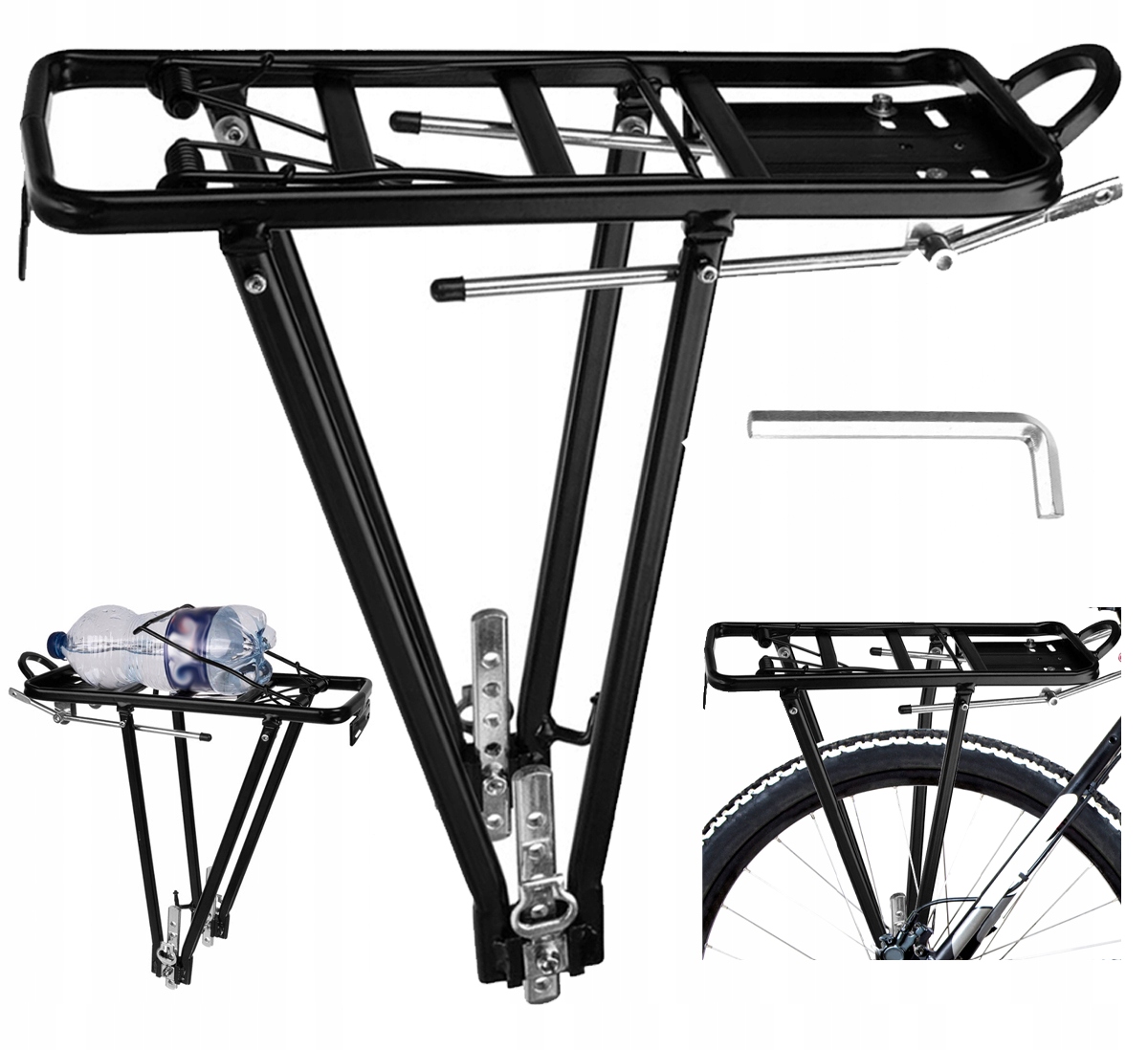 BAGAŻNIK ROWEROWY TYLNY NA ROWER ALUMINIOWY WYTRZYMAŁY 35KG UNIWERSALNY Montaż rama