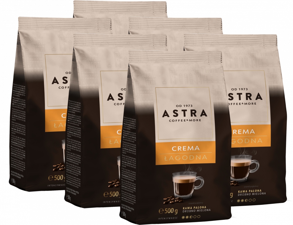 Kawa mielona Astra Łagodna Crema 500g x6