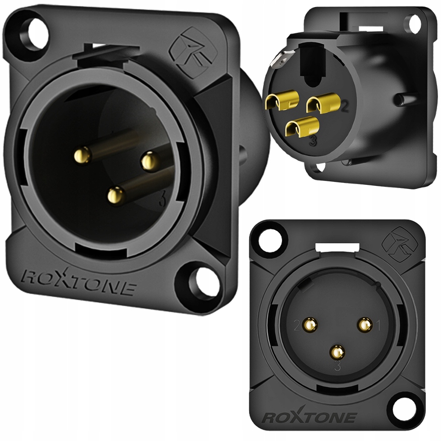 Разъем XLR 3pin мужской прямой для корпуса Roxtone RX3MD-BG