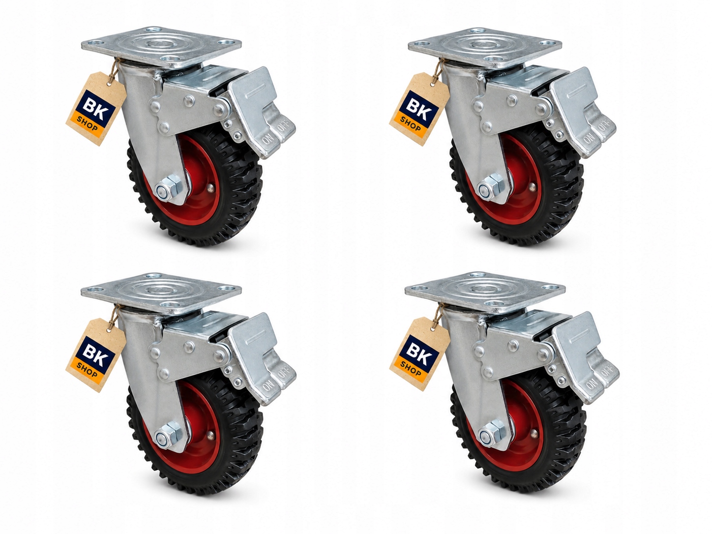 Otočný kolový set Kolo fi160 600kg, guma s brzdou 4ks