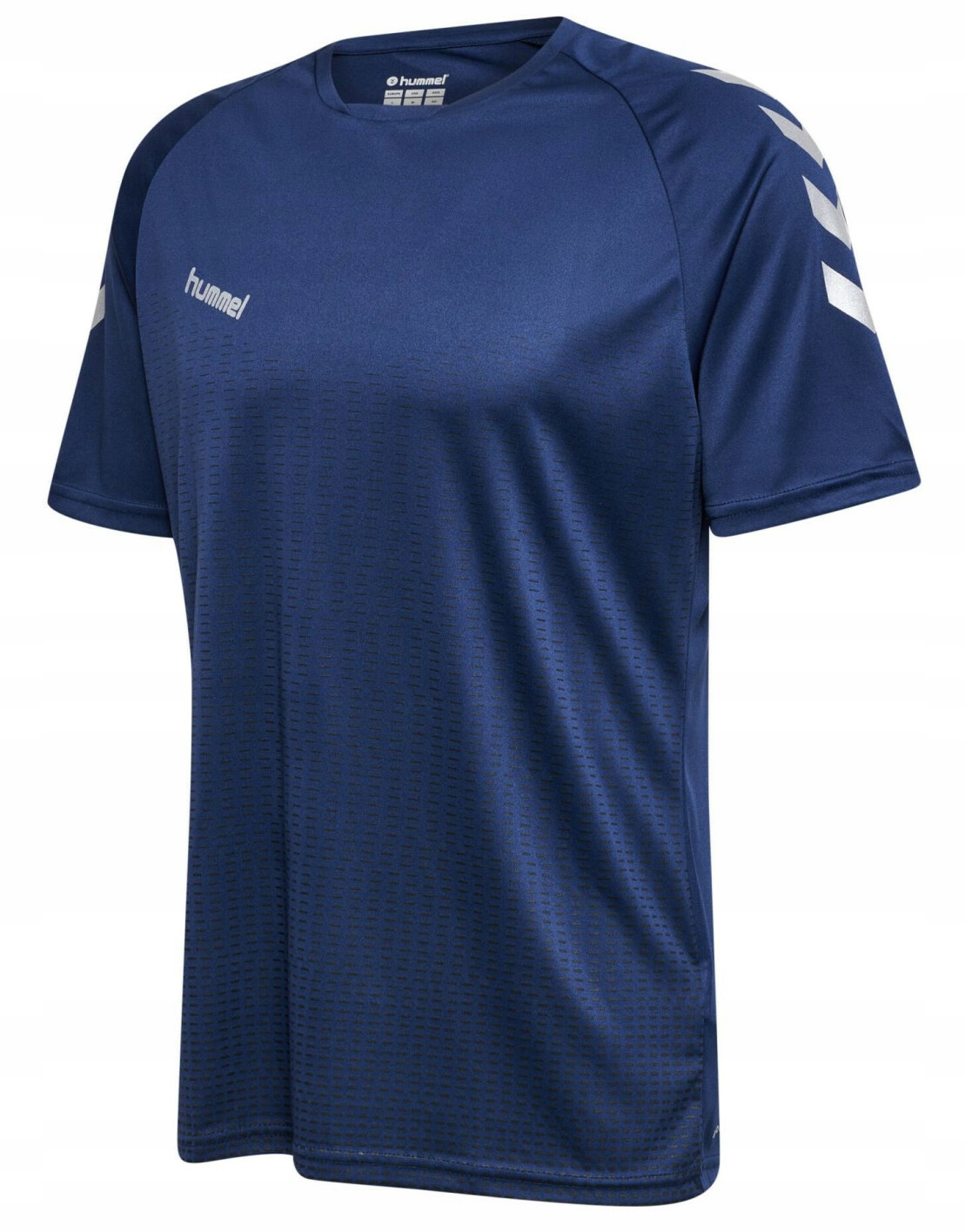 Hummel Granatowa Koszulka Sportowa Logo Kontrast Wstawki B8Q Hmp__l