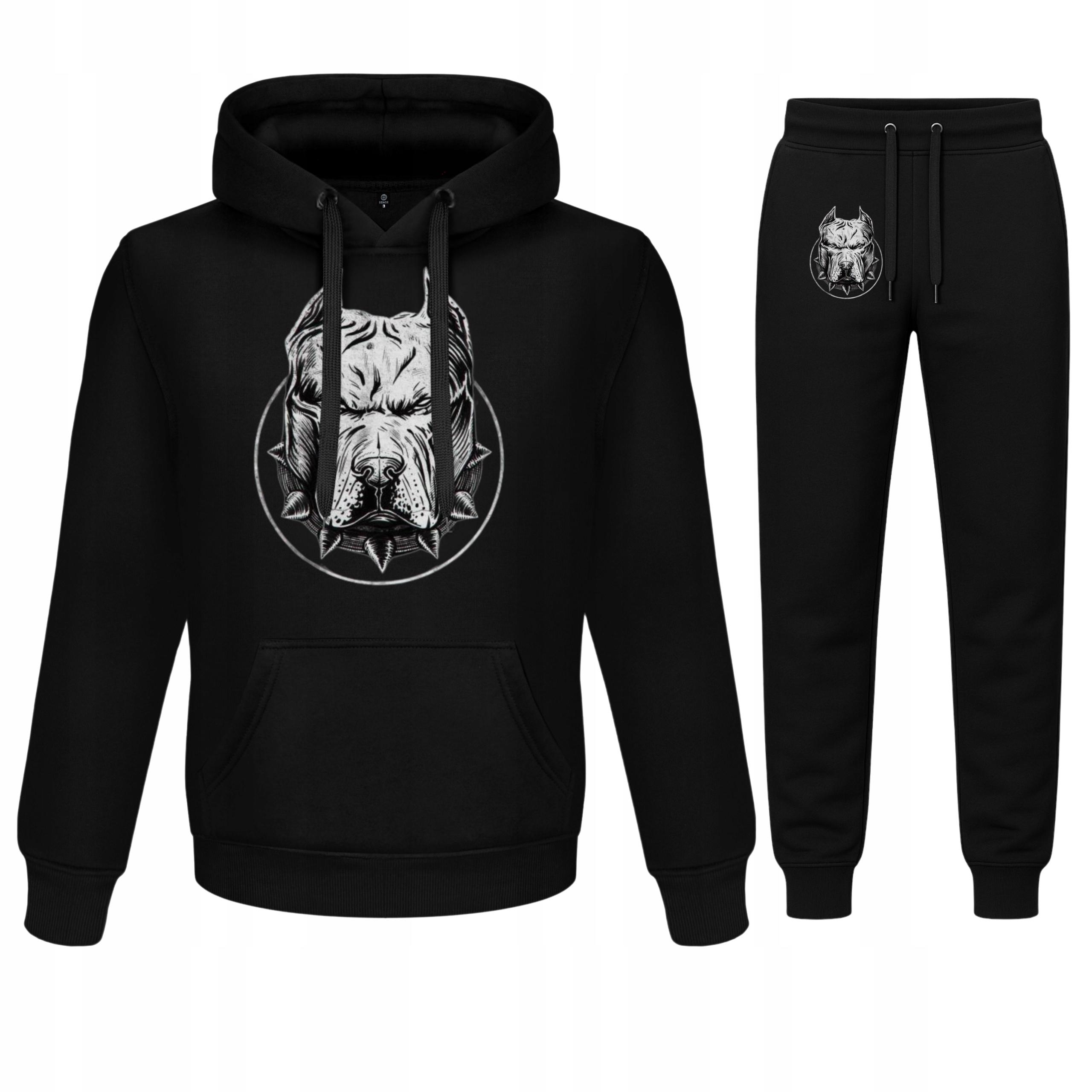 Buzia Pitbull Black Meski Tepláková Souprava Mikina S Kapucí Kalhoty S