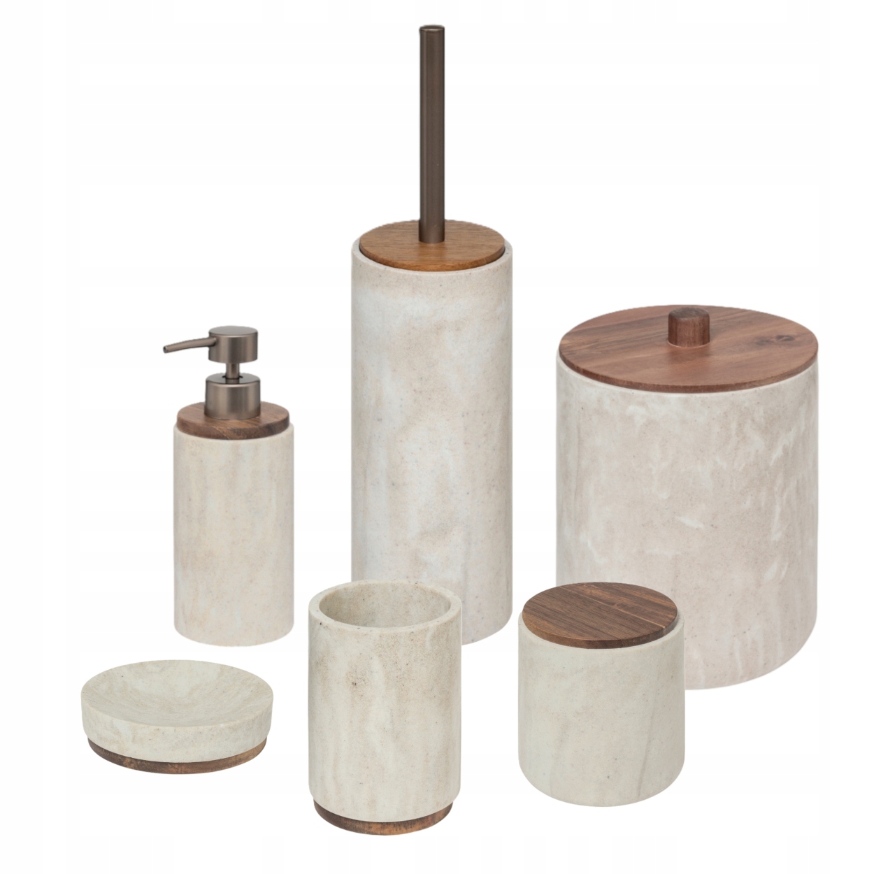 Koupelnová Sada 6 Dílů Béžová Stylová Doplňky Do Koupelny