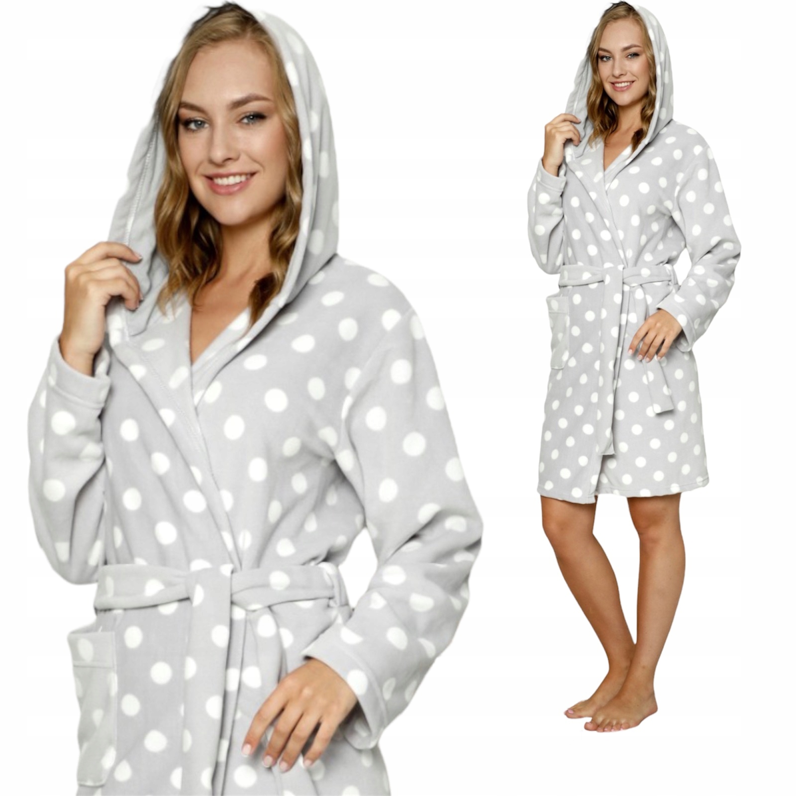 

Szlafrok Damski Polarowy Z Kapturem Mękki Ciepły