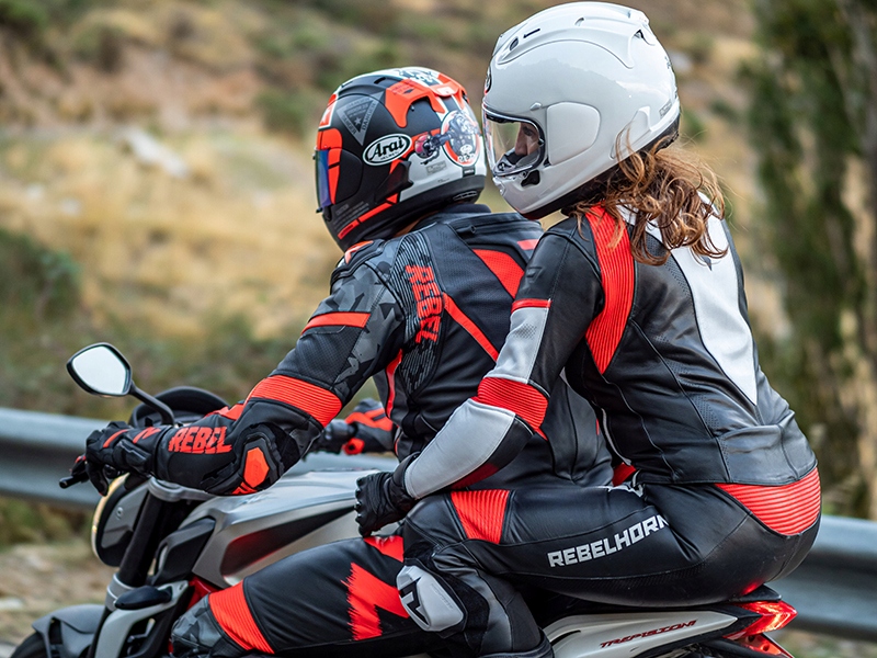 Kurtka Skórzana REBEL LADY White / Fluo Red r. 38 Rozmiar 38