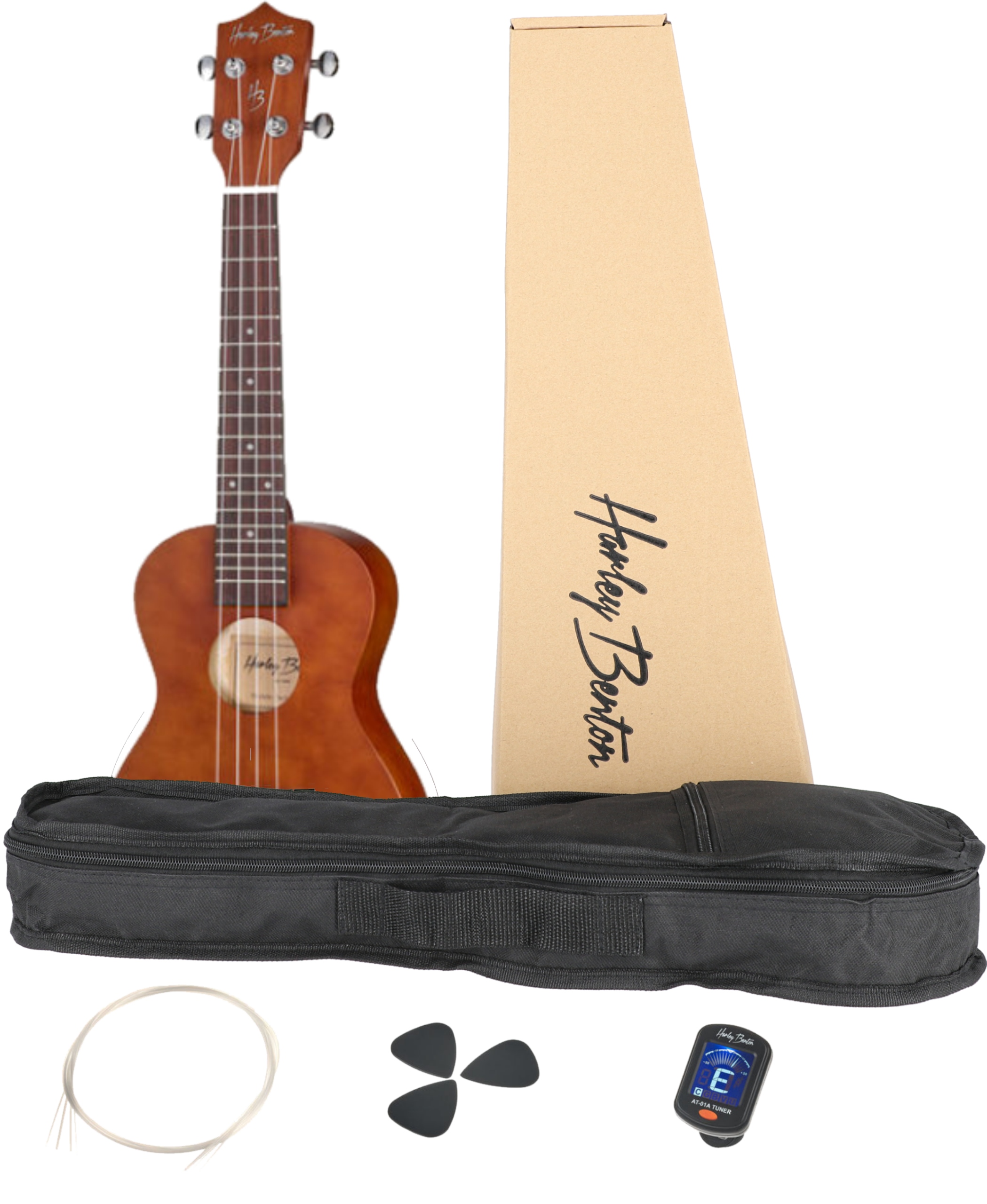 Koncertní ukulele Harley Benton UK-11C Tuner Struny Kostky Sada
