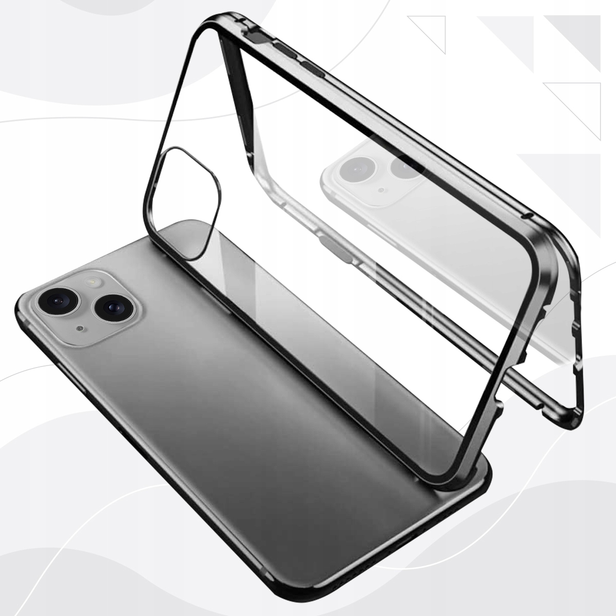 MAGNETYCZNE Etui do iPhone 15 DUAL SZKŁO PRYWATYZUJĄCE CHRONIĄCE PRYWATNOŚĆ Dedykowana marka Apple