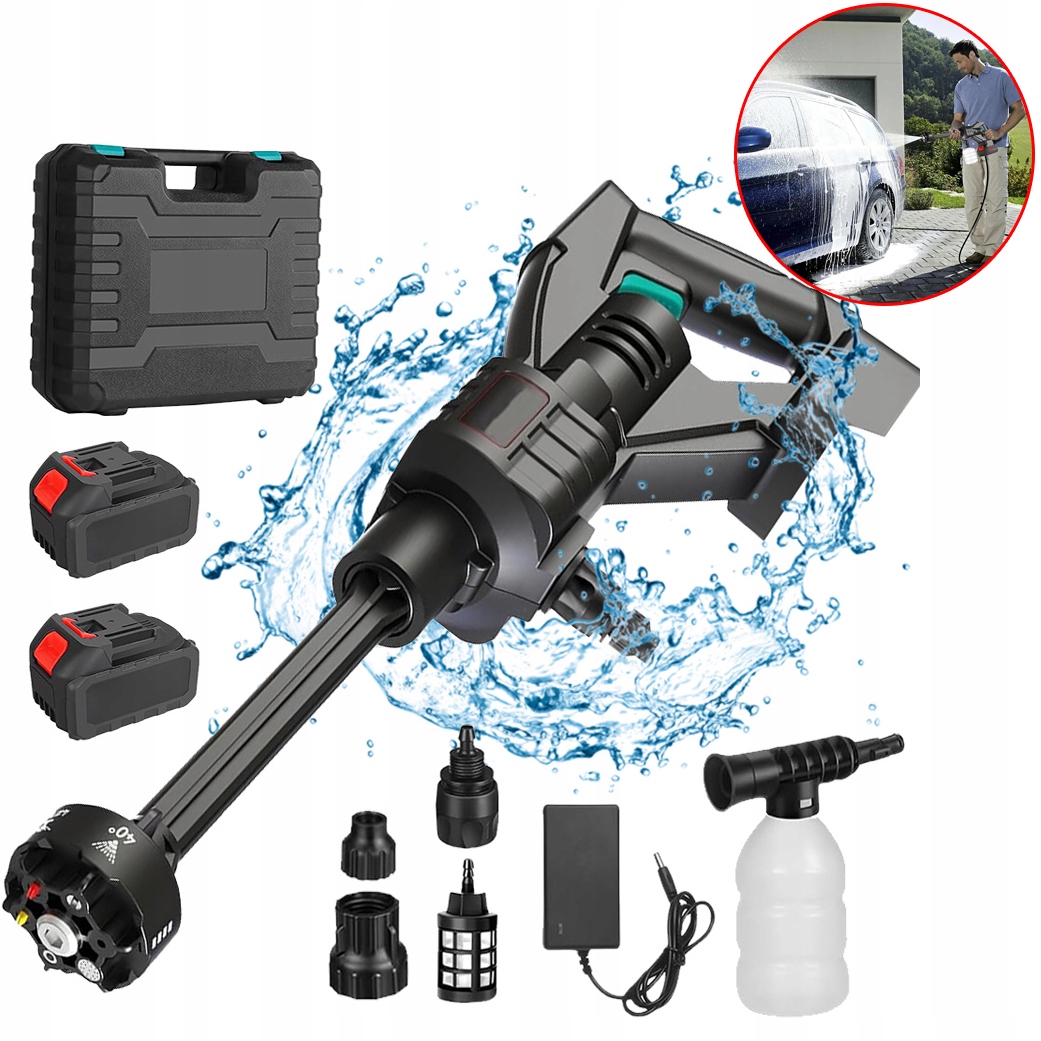 Akumulátorová Tlaková Myčka 55 Barů, Přenosná, Bezdrátová, 2 Baterie
