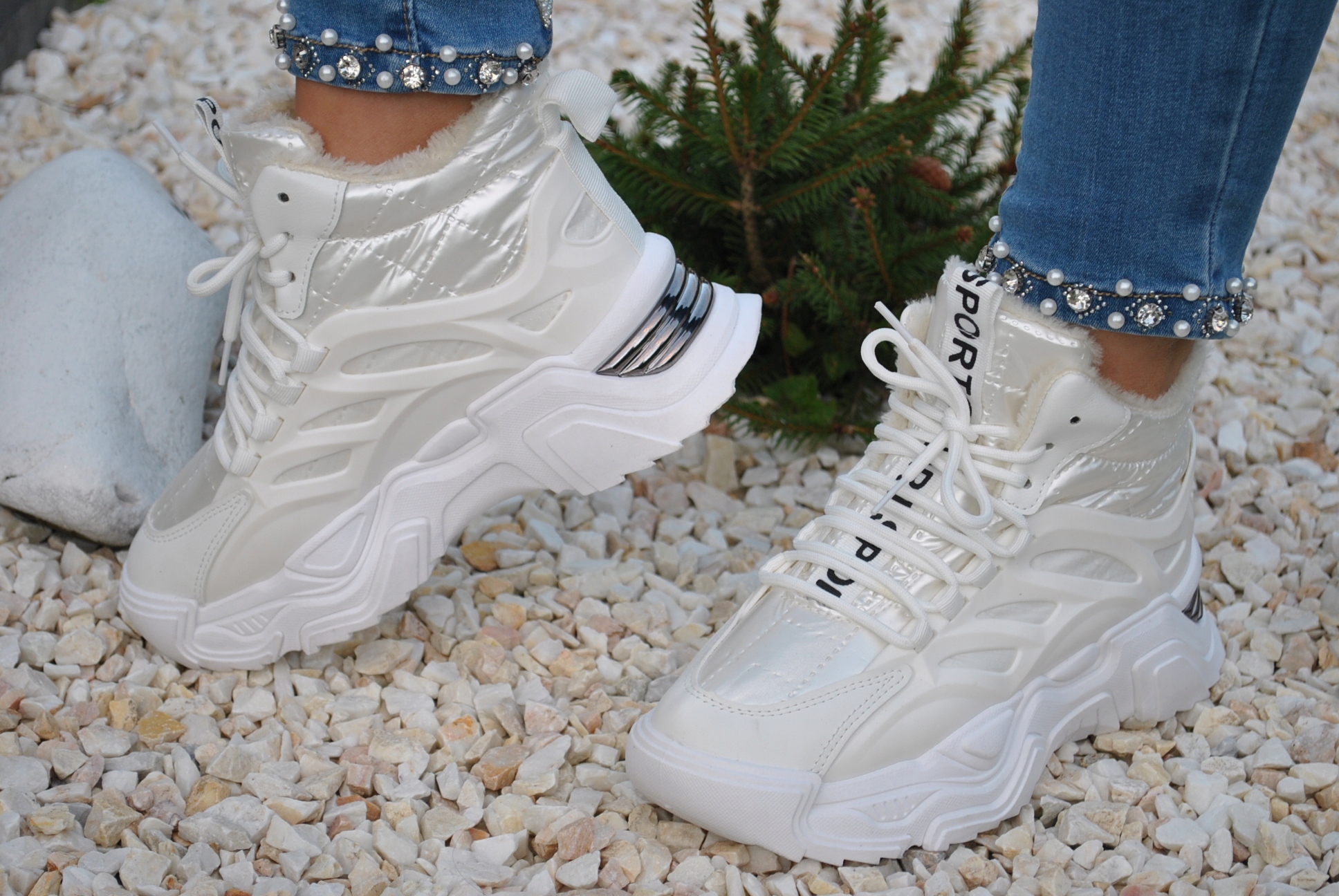 BUTY ZIMOWE TREKINGI ŚNIEGOWCE botki TURYSTYCZNE SPORT MŁODZIEŻOWO DAMSKI Materiał zewnętrzny skóra ekologiczna