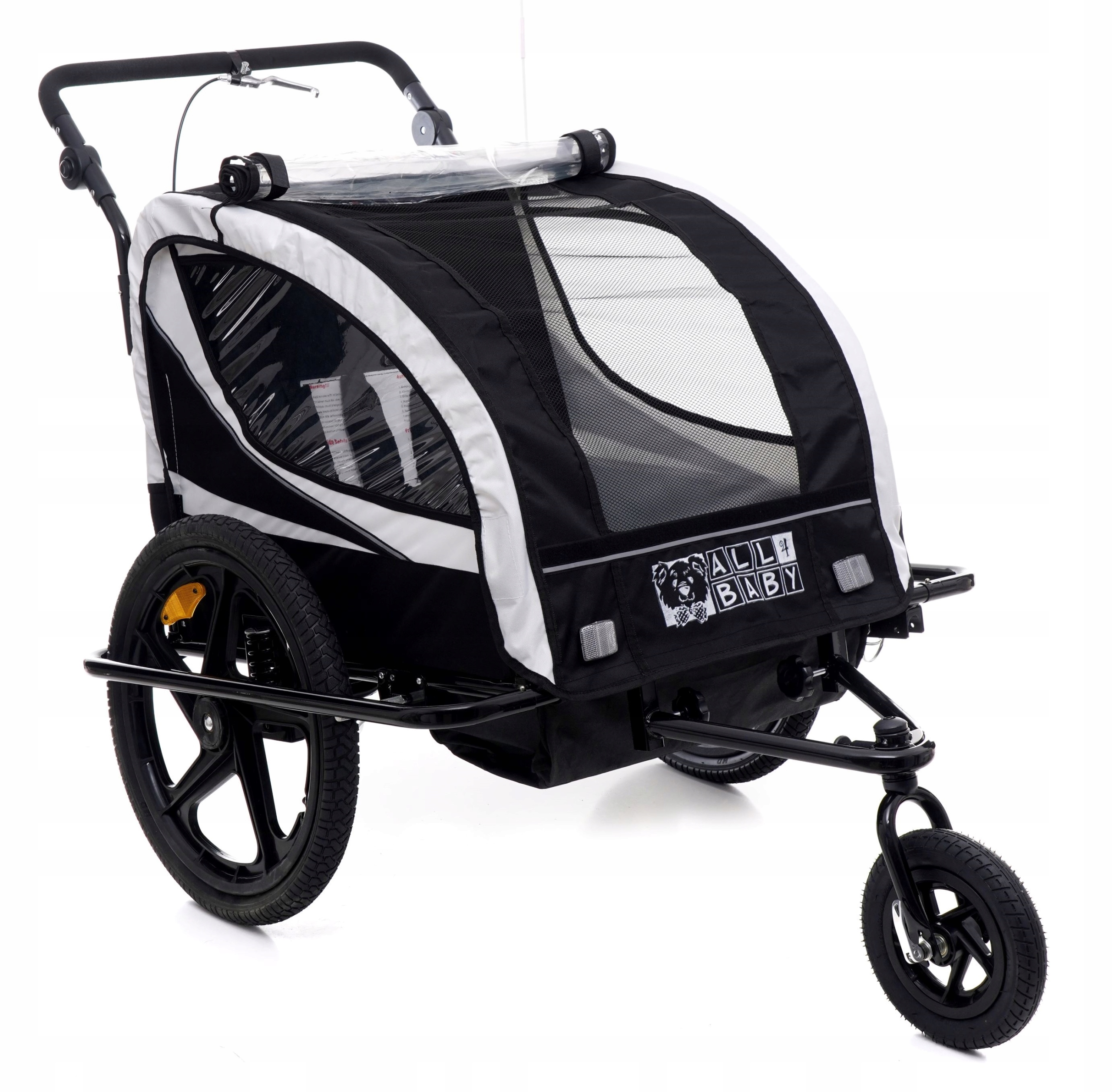 PRZYCZEPKA ROWEROWA AMORTYZOWANA SKŁADANA AL04 BIAŁA LED