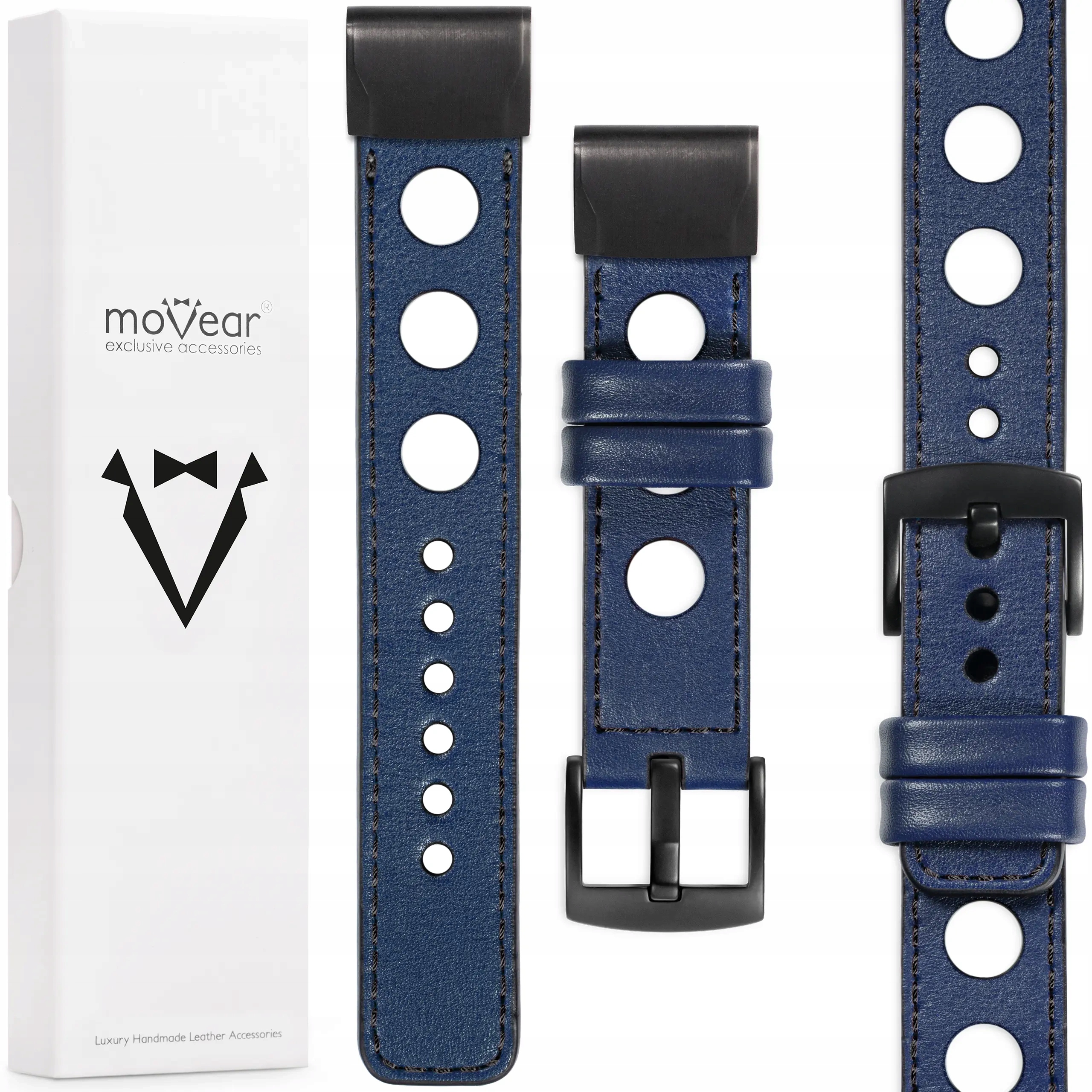 Prémiový řemínek pro Garmin QuickFit 26 mm Fenix 8X 7X 6X 5X kožený Movear