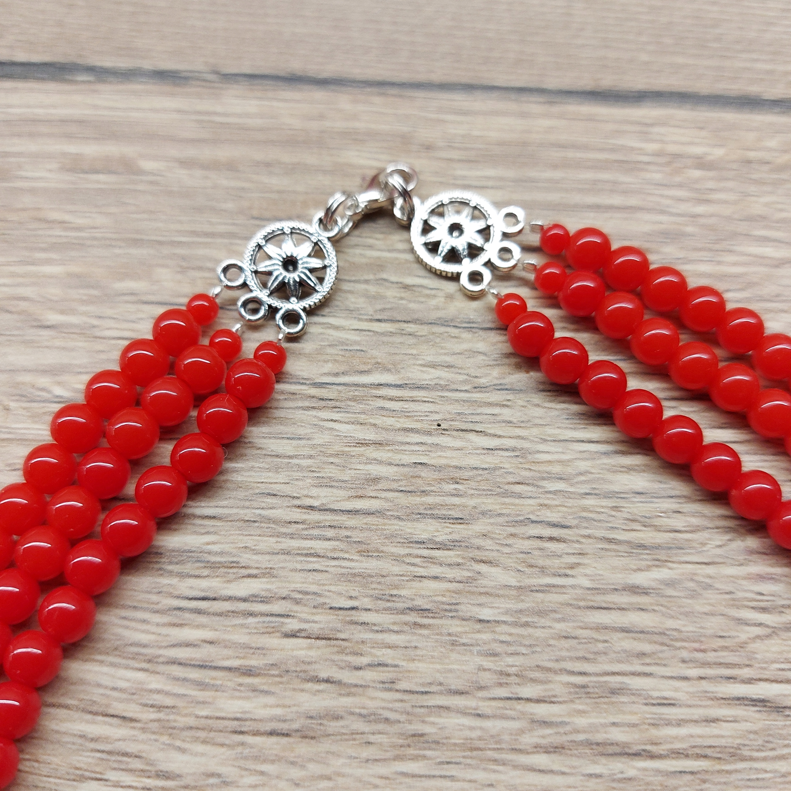 Czerwone KORALE góralskie 3-rzędowe FOLK Koło Gospodyń Wiejskich 56cm Marka Inna marka