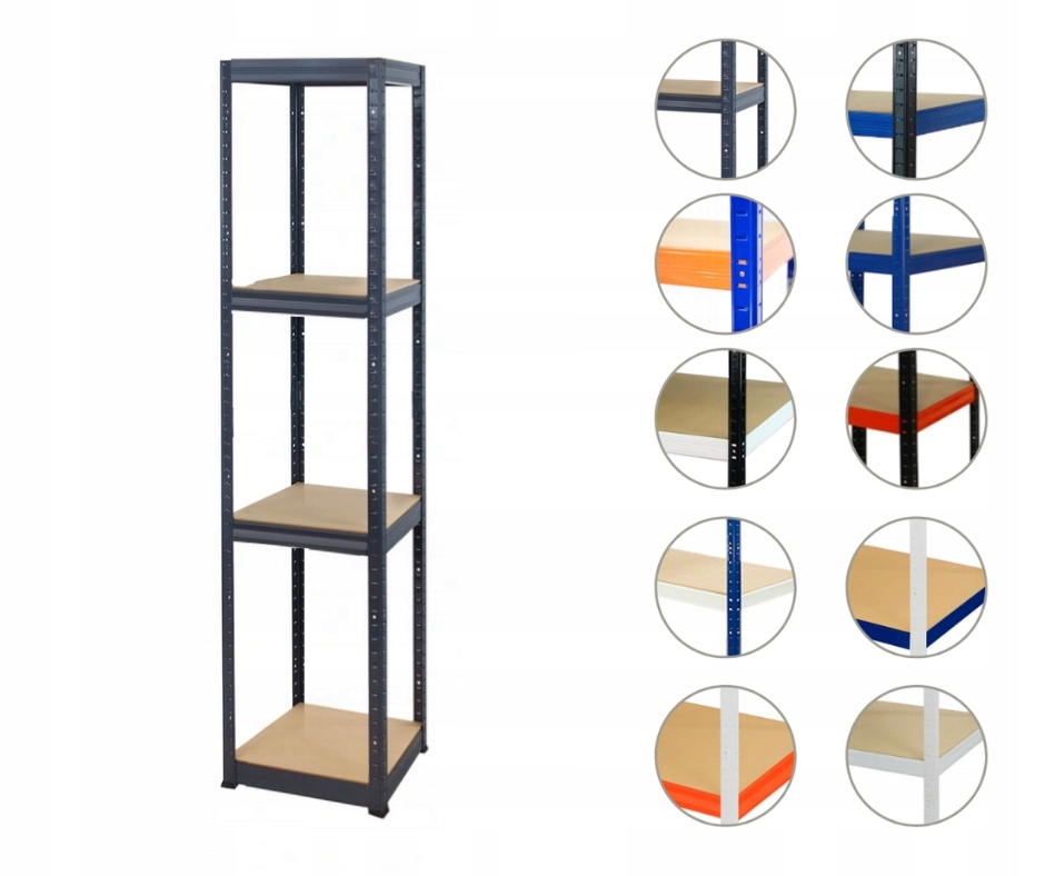 Kovový regál, skladový garážový regál Helios premium 213x045x45 4 police