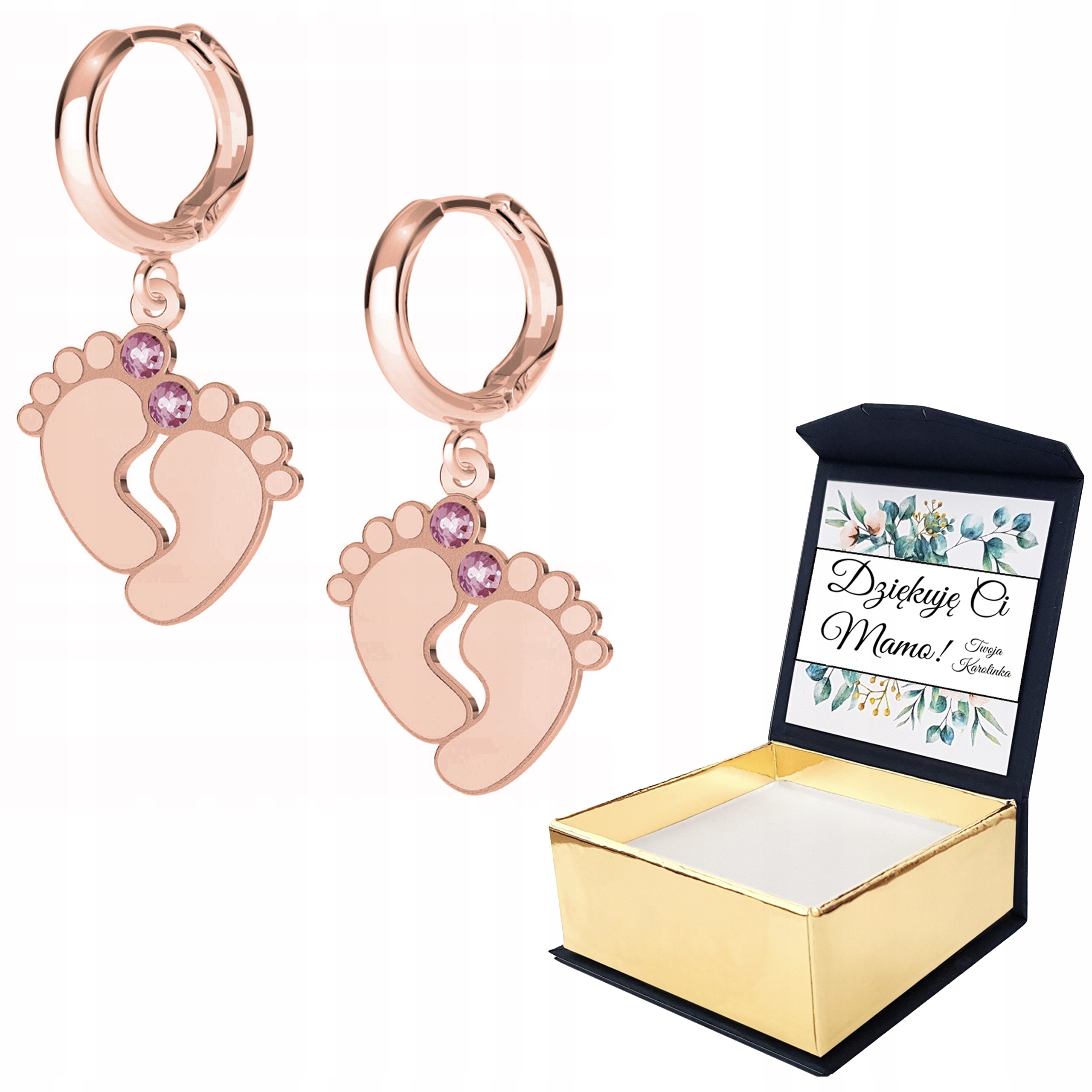 Náušnice růžové zlato Stříbro 925 Vlastní Potisk