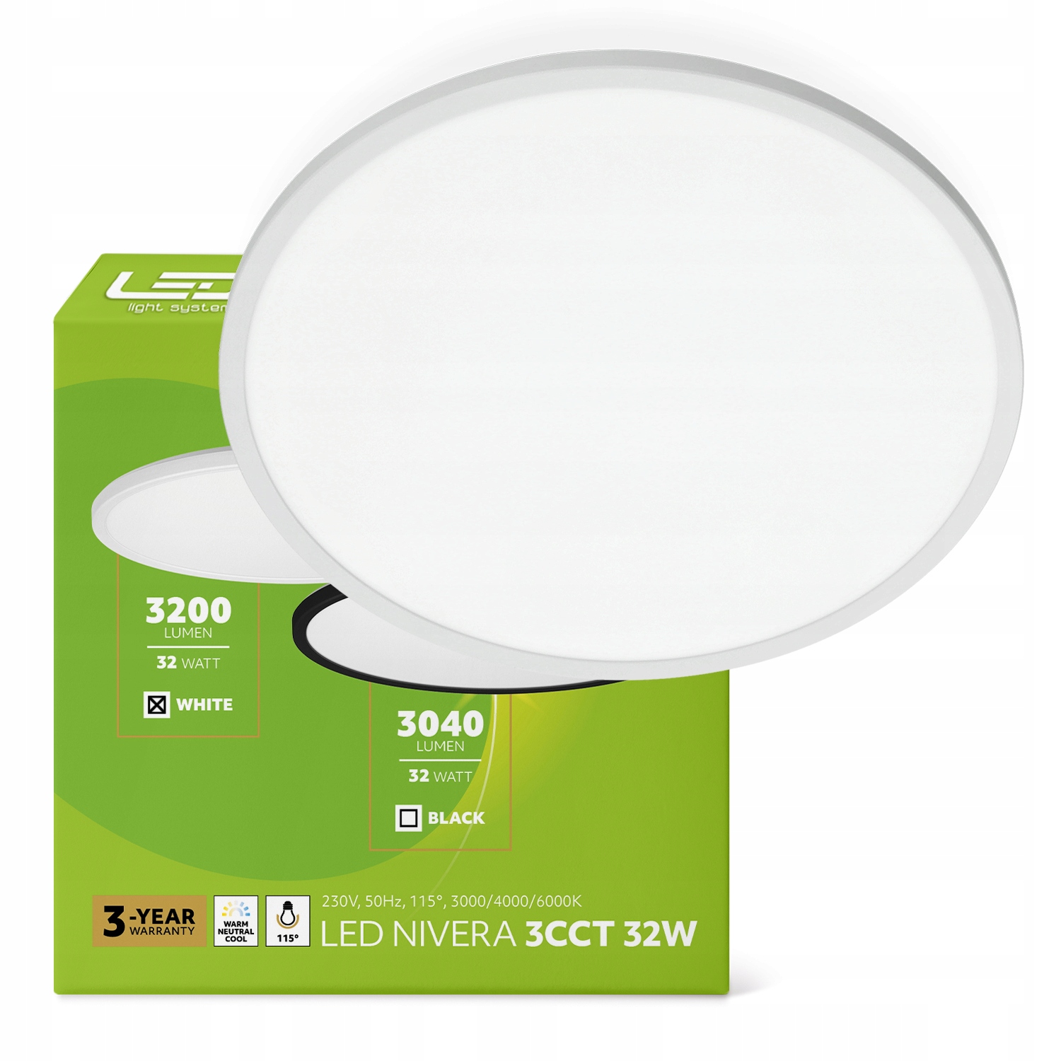 Led lampa Stropní Svítidlo 32W Vnitřní Venkovní IP54 3000k, 4000k, 6000k