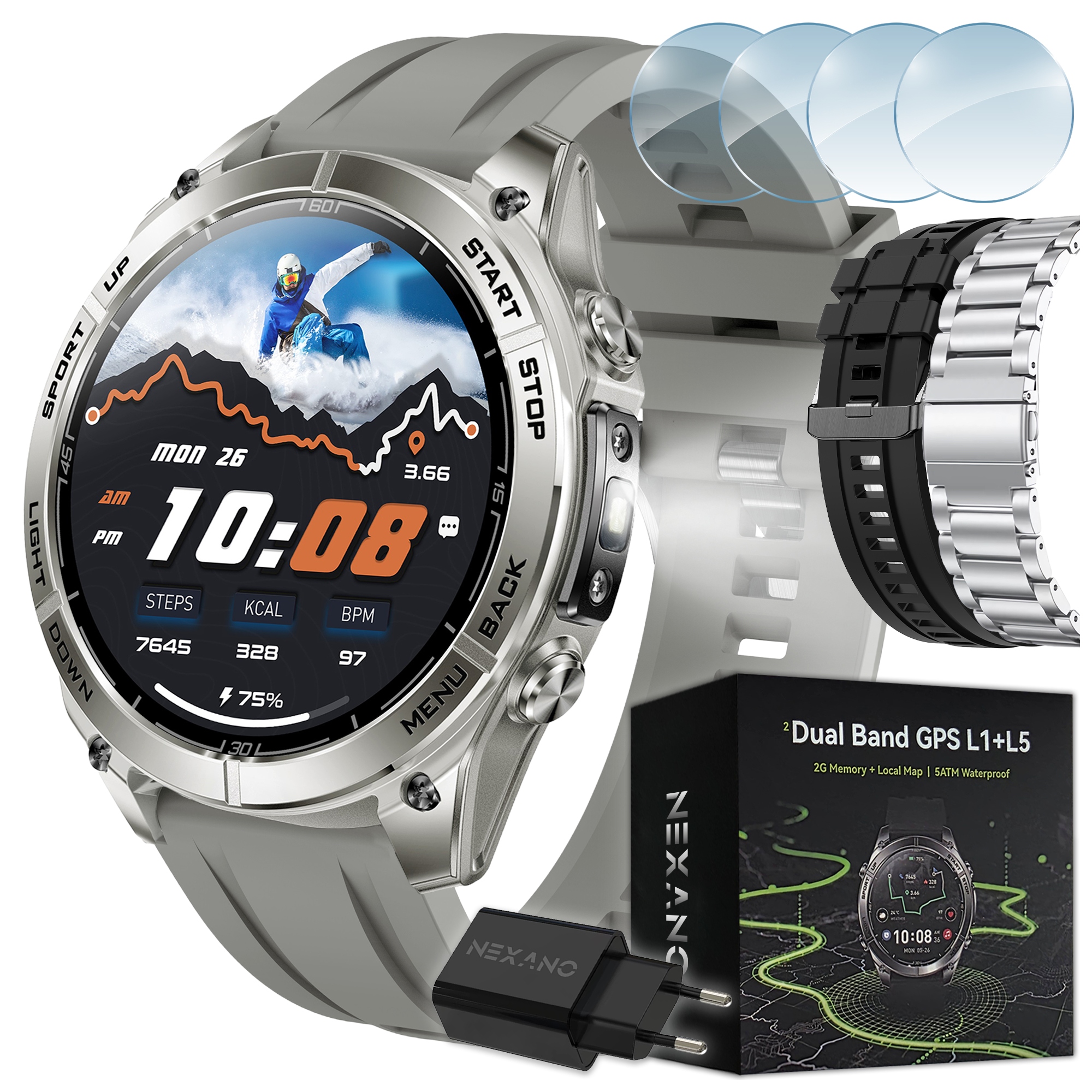 Smartwatch Pánske Hodinky Gps Dual Mapy Vodotesné 5ATM Asistent Ai Amoled