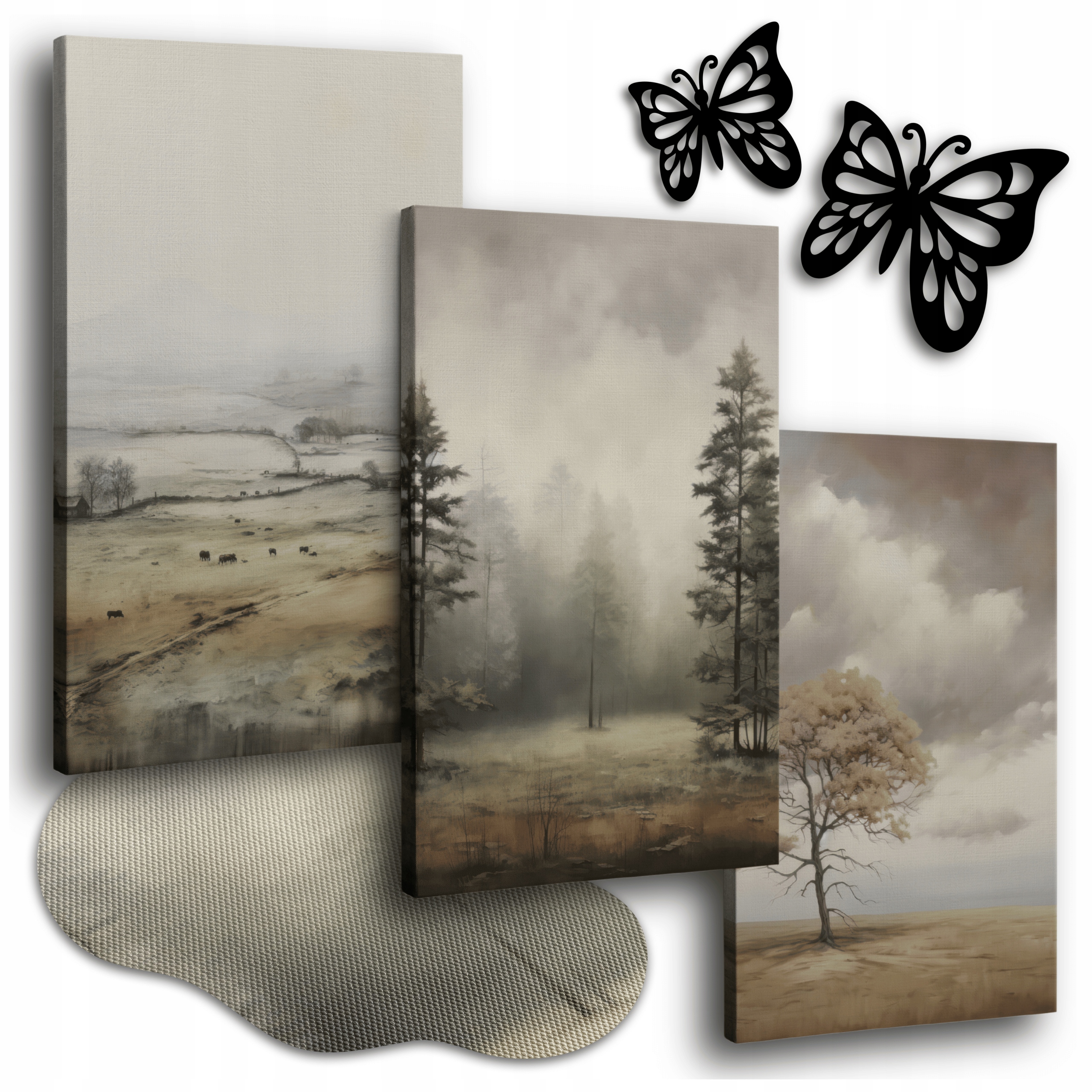 Obraz Na Plátně 150x70 cm Obrazy Do Obývacího Pokoje Olejový Triptych Louka Krajina