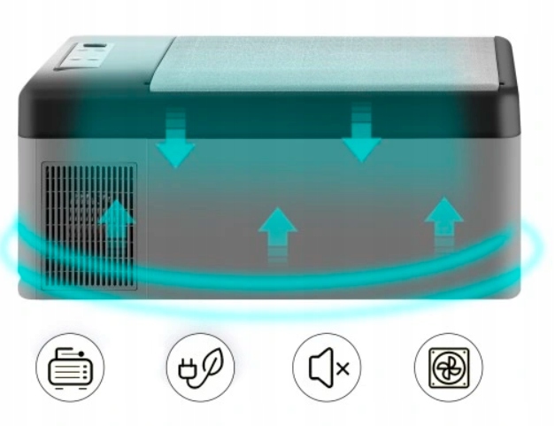Lodówka Turystyczna Samochodowa Na Prąd Do Auta Duża 15L 12V 24V Kolor czarny