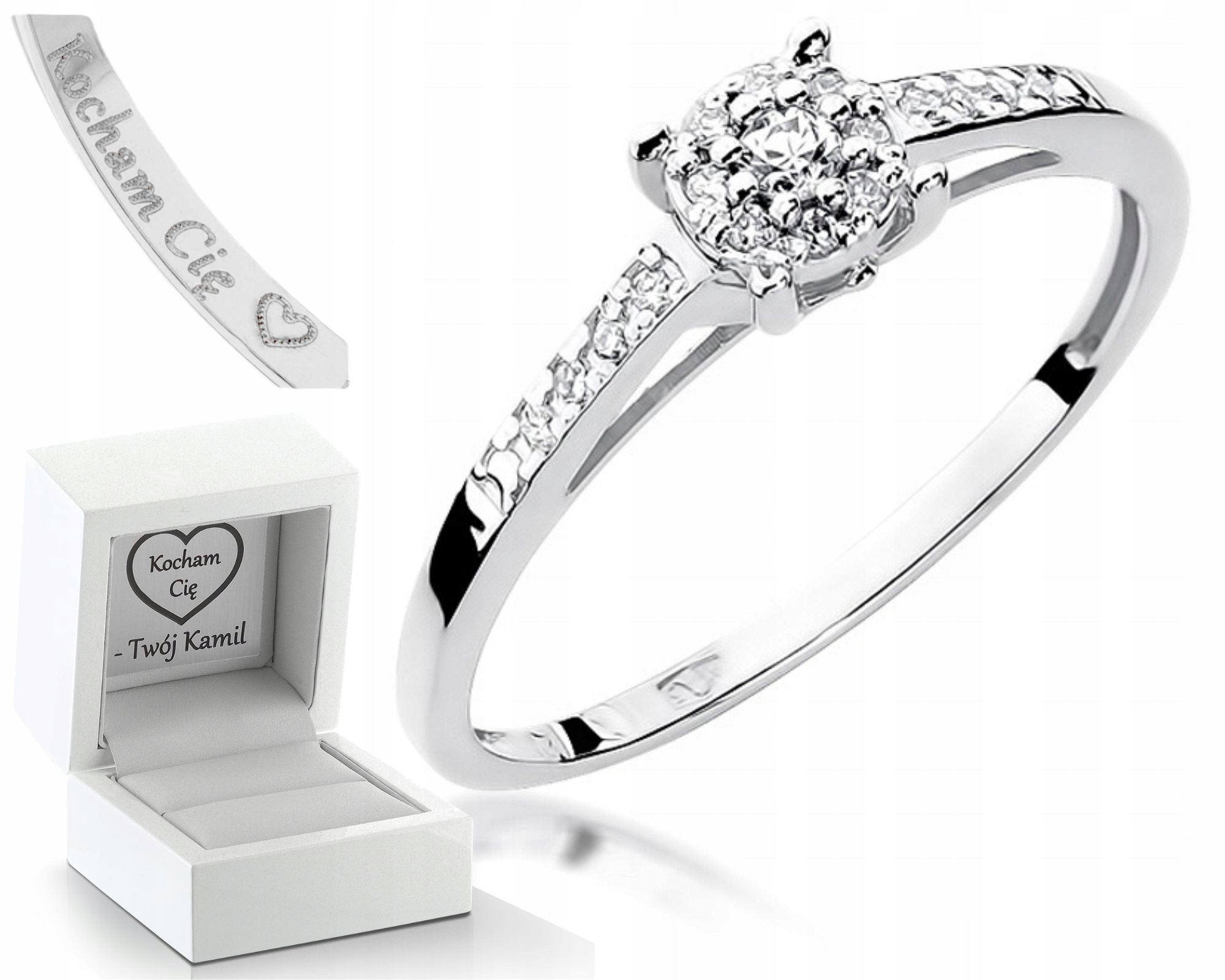 Prstýnek Brilianty Bílé Zlato 0,12 Ct 585 Zásnubní Dárek