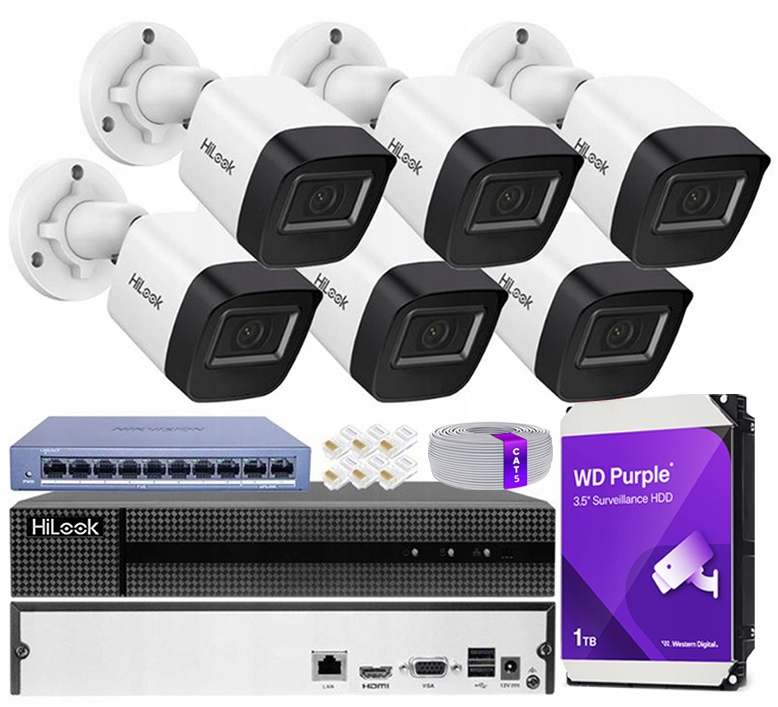 Venkovní Monitorovací Sada 6x Ip Kamera 2K+ 4Mpx Hilook Nvr 8CH