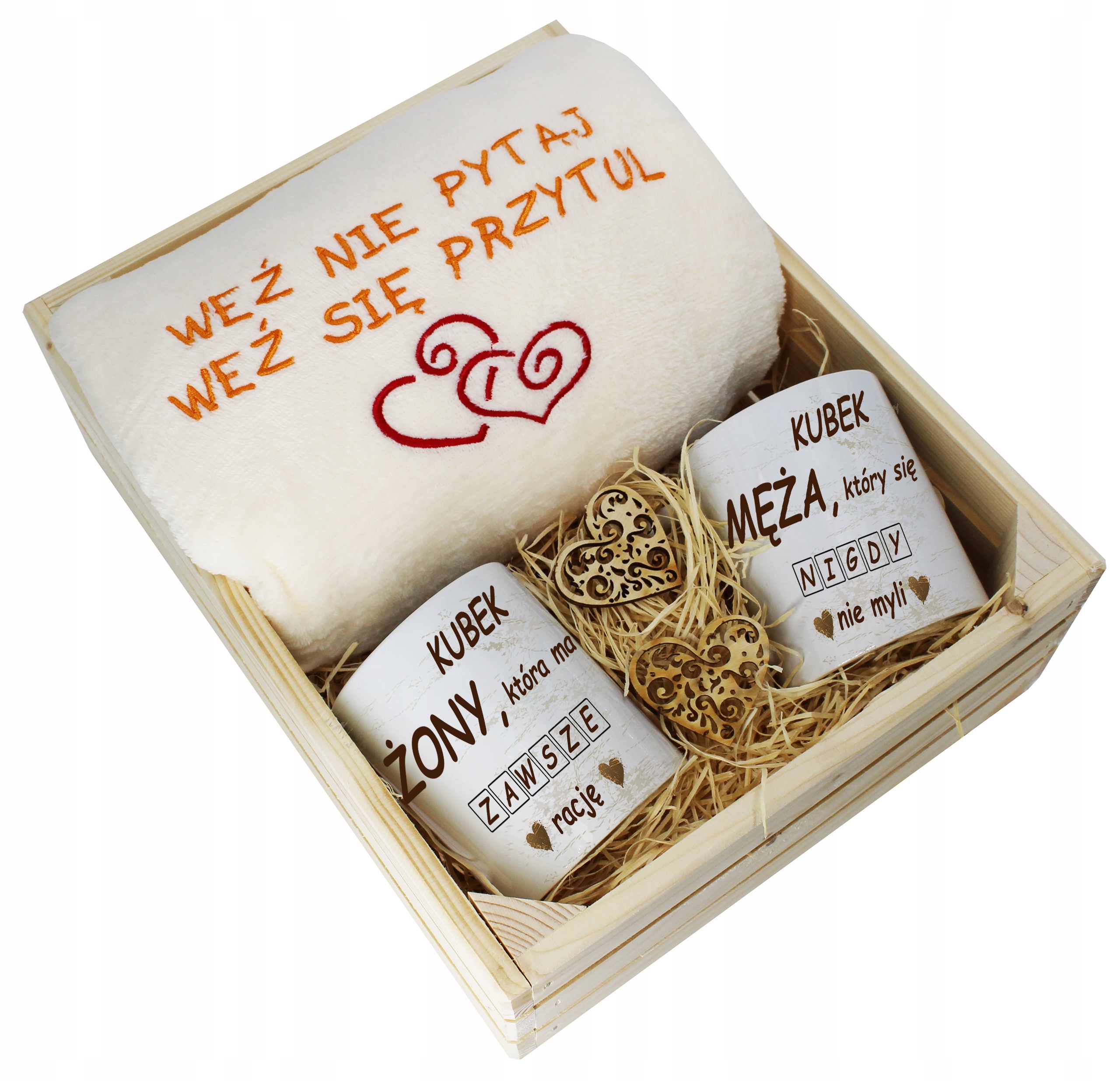 

Ślubny Zestaw Koc 160x200 Kubki Żona Mąż