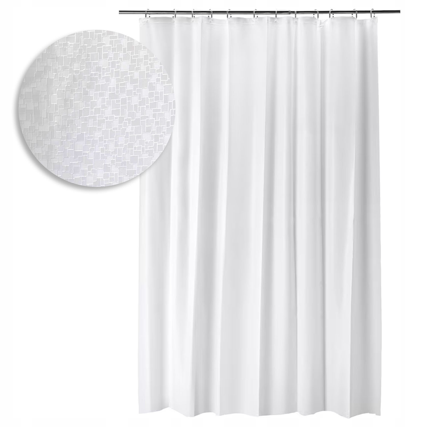 

Stylowa Zasłona prysznicowa biała 180x200cm