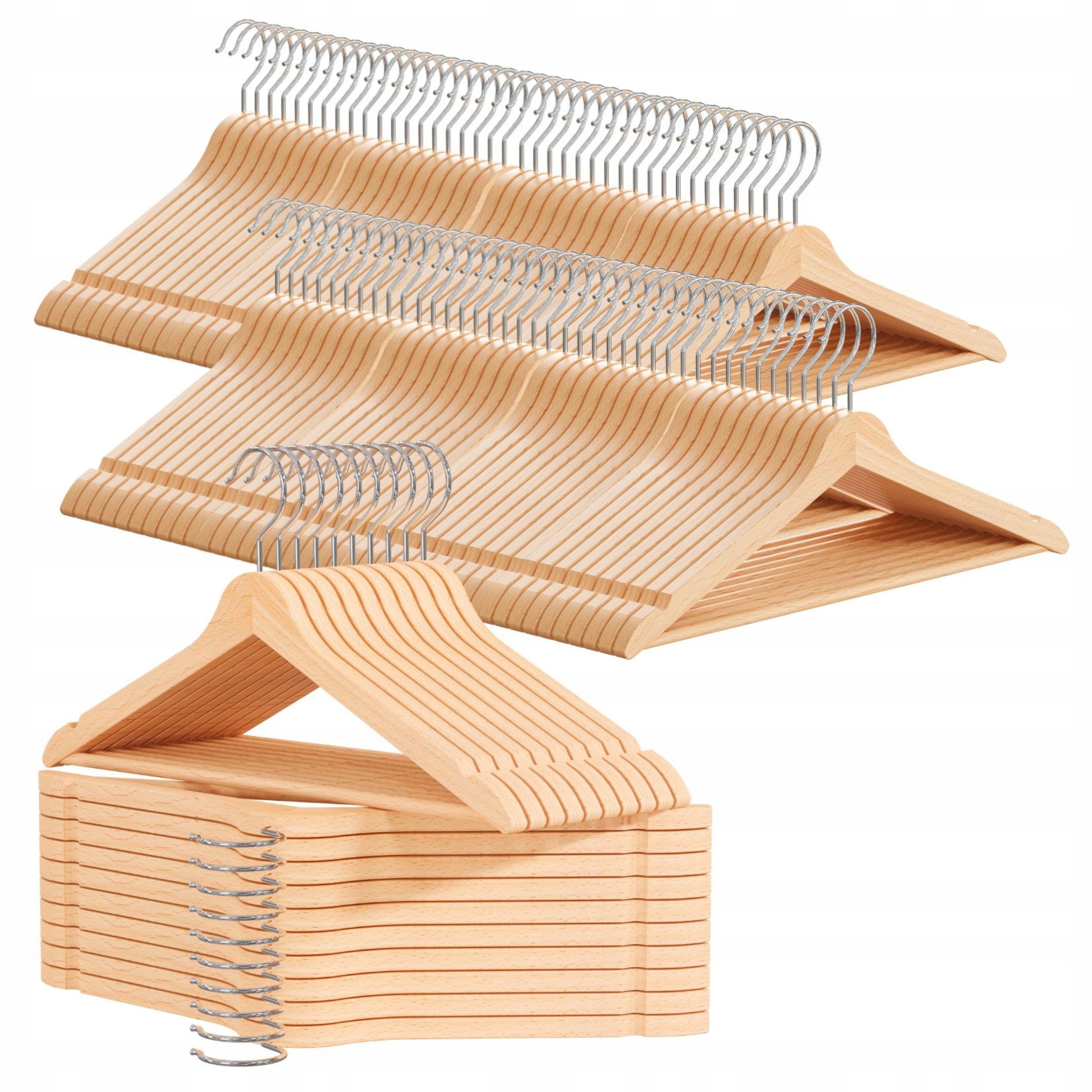 Věšáky Na Oblečení Dřevěné Věšáky Na Oblečení Silné X100 Přírodní Ogivo