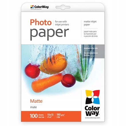 ColorWay Matowy Papier fotograficzny 100 x 150 mm 190 g/m² 100 ar