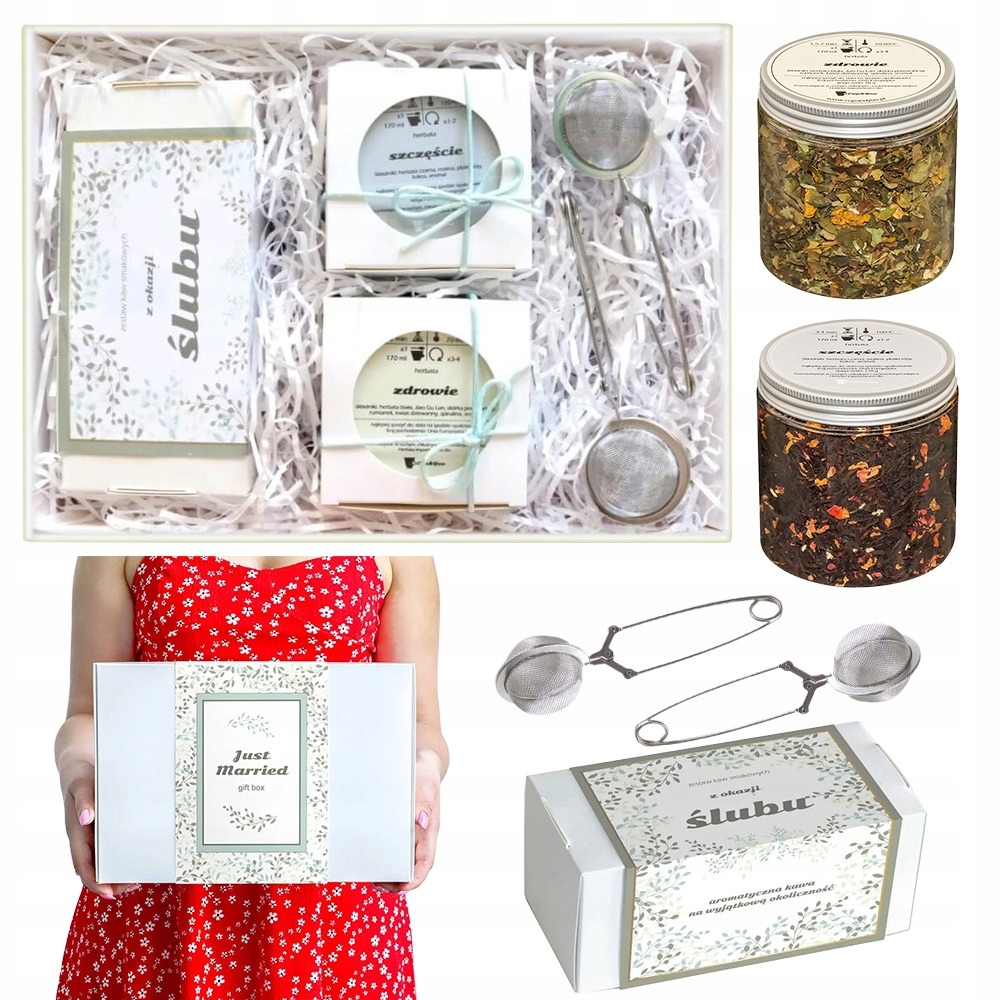 Upominek Na Dla Pary Młodej Box Zestaw Kawy Herbaty Zaparzacze