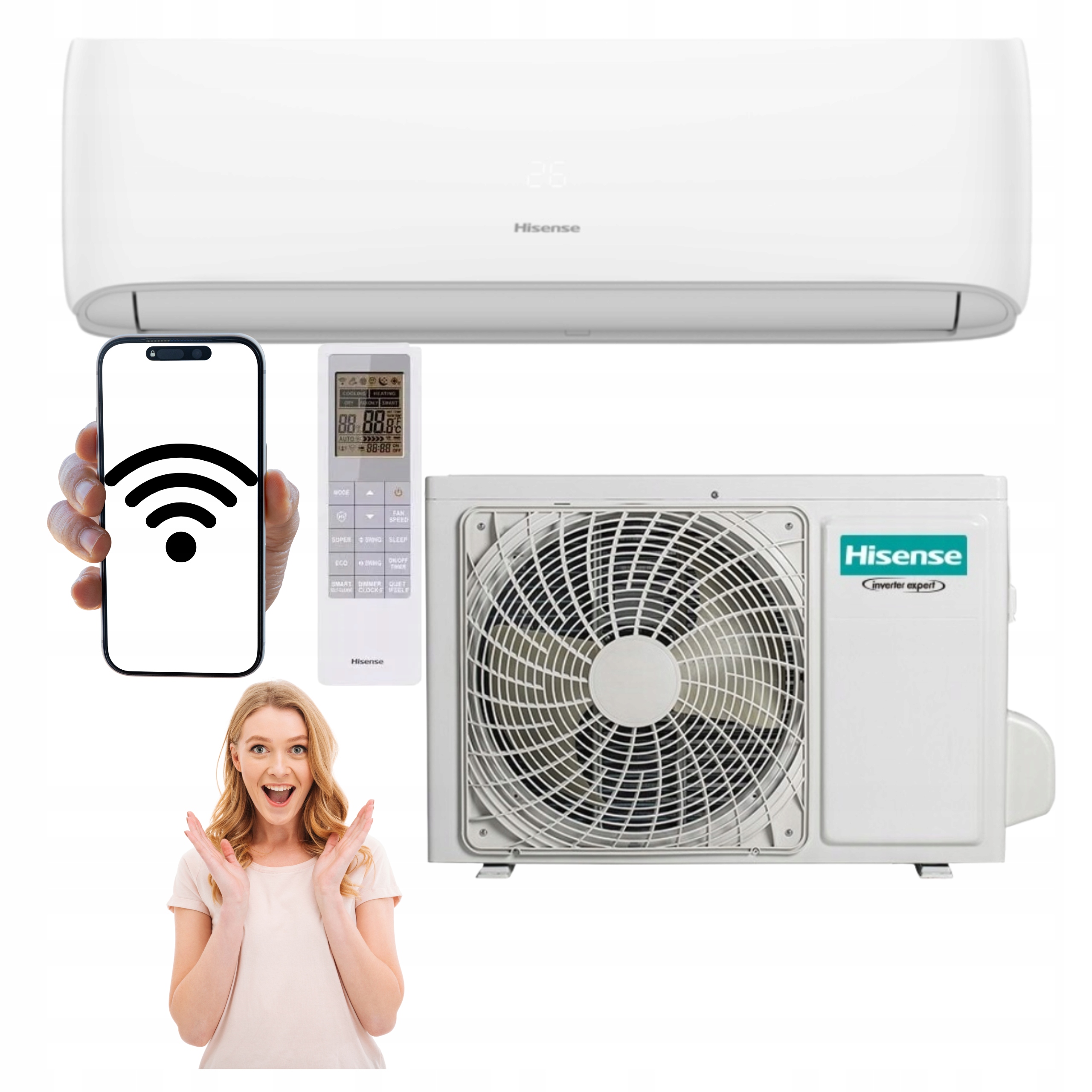 Nástenný klimatizátor Hisense Hi-Smart 3,2 kW 40 m2 Wifi Klimatizácia Do Domácnosti