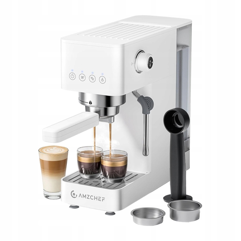 Pákový Kávovar Amzchef Biely 20 Bar pre Espresso Latte Cappuccino 1350W