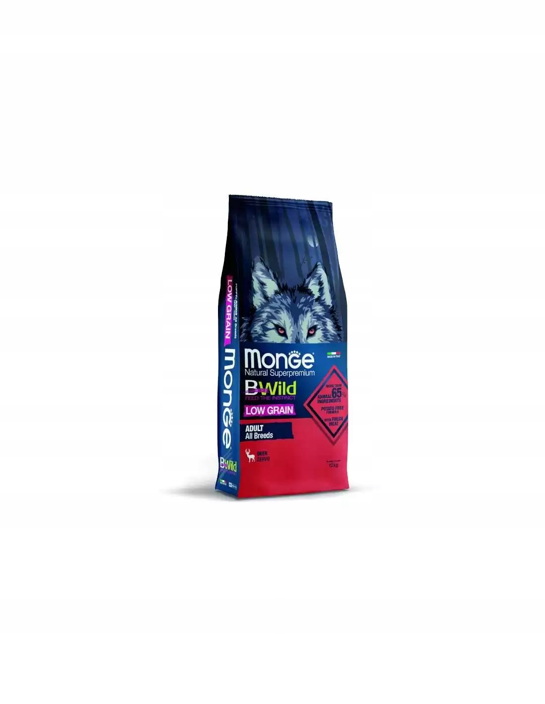 Krmivo Bwild Low Grain Adult Jelen 12 kg – značky Monge
