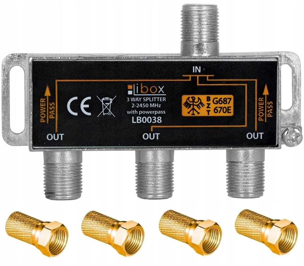 ROZDZIELACZ ANTENOWY ROZGAŁĘŹNIK TRÓJNIK ROZGAŁĘZIACZ SPLITTER NA 3TV WTYKI