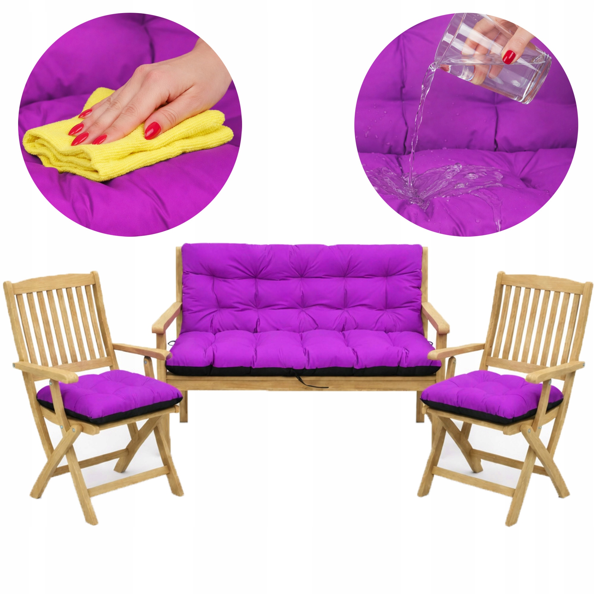 Polštář Voděodolný na zahradní houpačku 180x60x50+2x45/45 Fuchsie