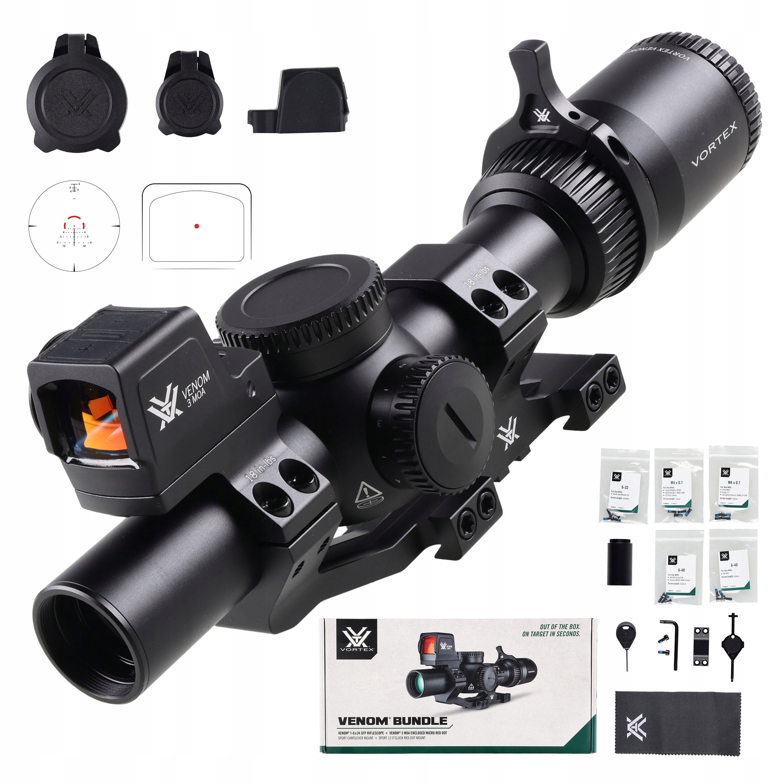 Vortex Bundle Ar 15 Zaměřovač Venom 1-6x24 kolimátor Venom 3 Moa montáž