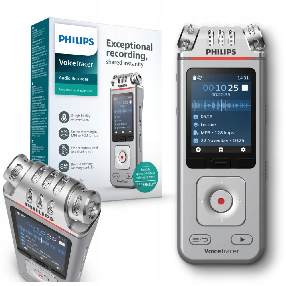 Dyktafon Philips DVT4115 Voicetracer 8 Gb MP3 Micro Sdhc Stereo