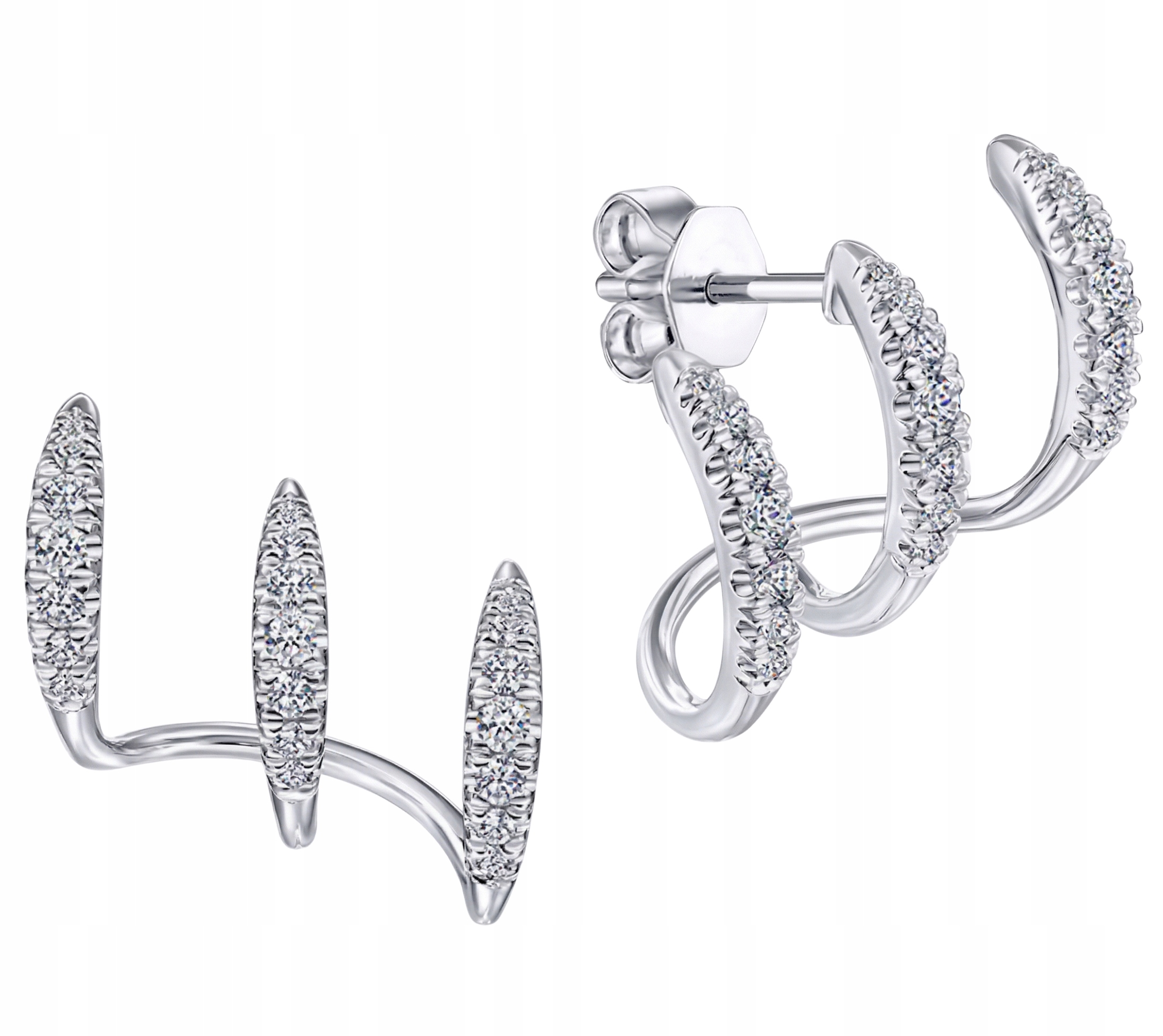 Stříbrné Náušnice Dámské Vlny Šroubky se Zirkony stříbro o ryzosti 925