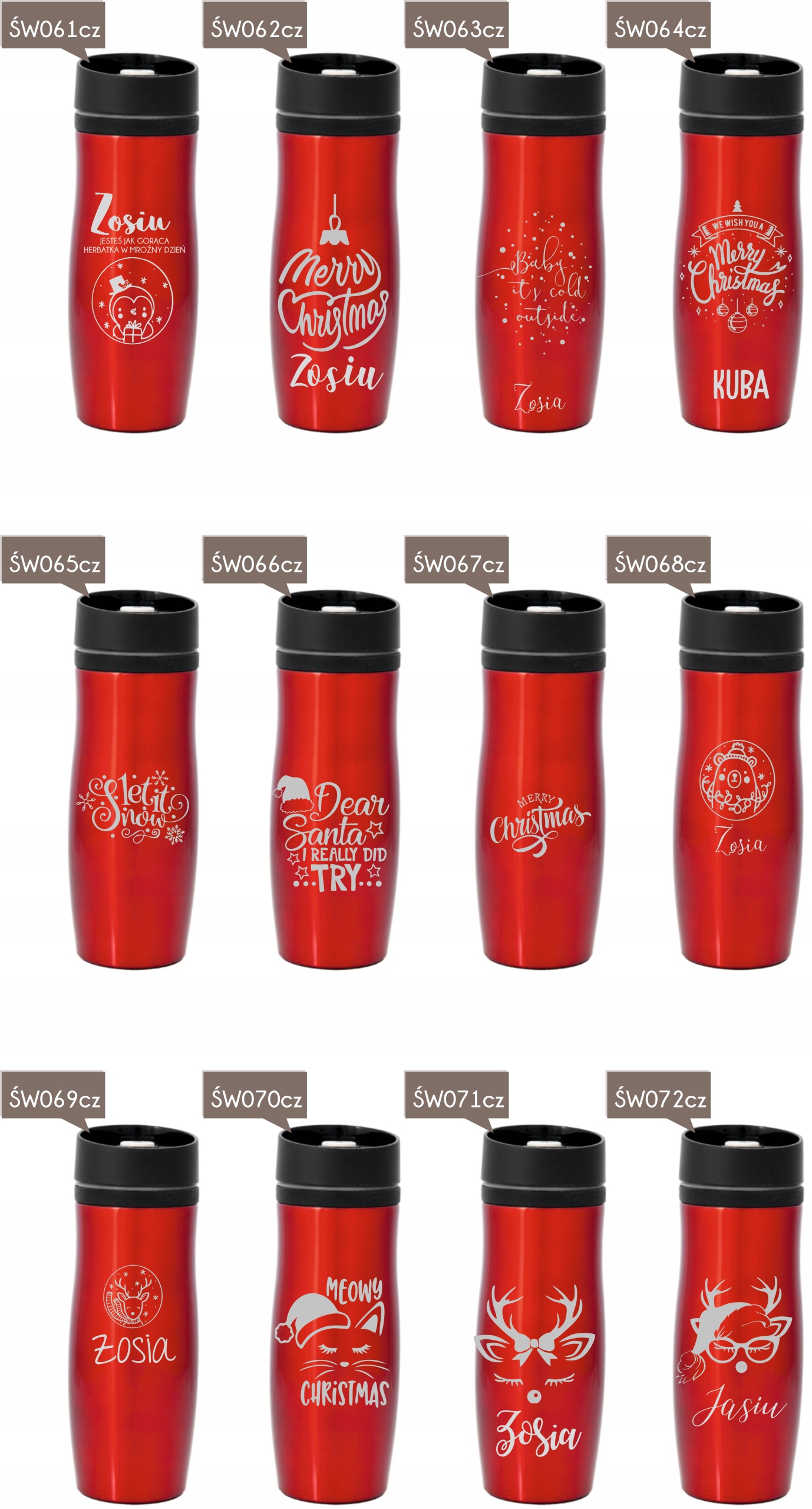 Kubek termiczny PREZENT NA ŚWIĘTA MIKOŁAJKI grawer Marka agmART