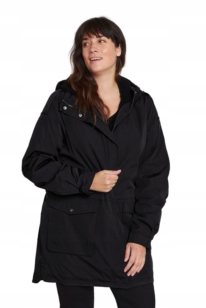 Teplá černá parka Kapuce Kaffe K602 48