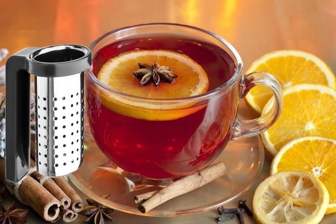 Zaparzacz Herbaty Ziół z Uchwytem na Kubek Sitko Materiał stal